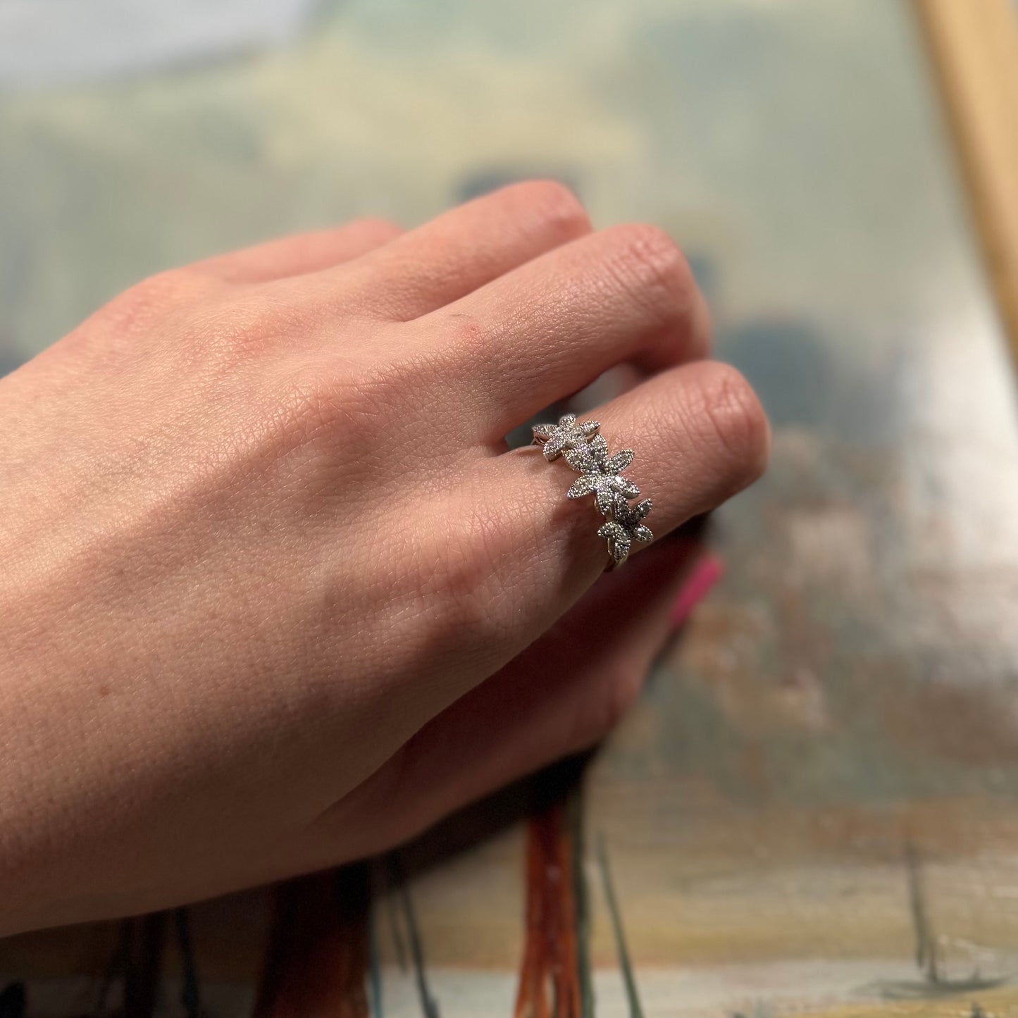9 Carat Gold Diamond Triple Flowerhead Ring