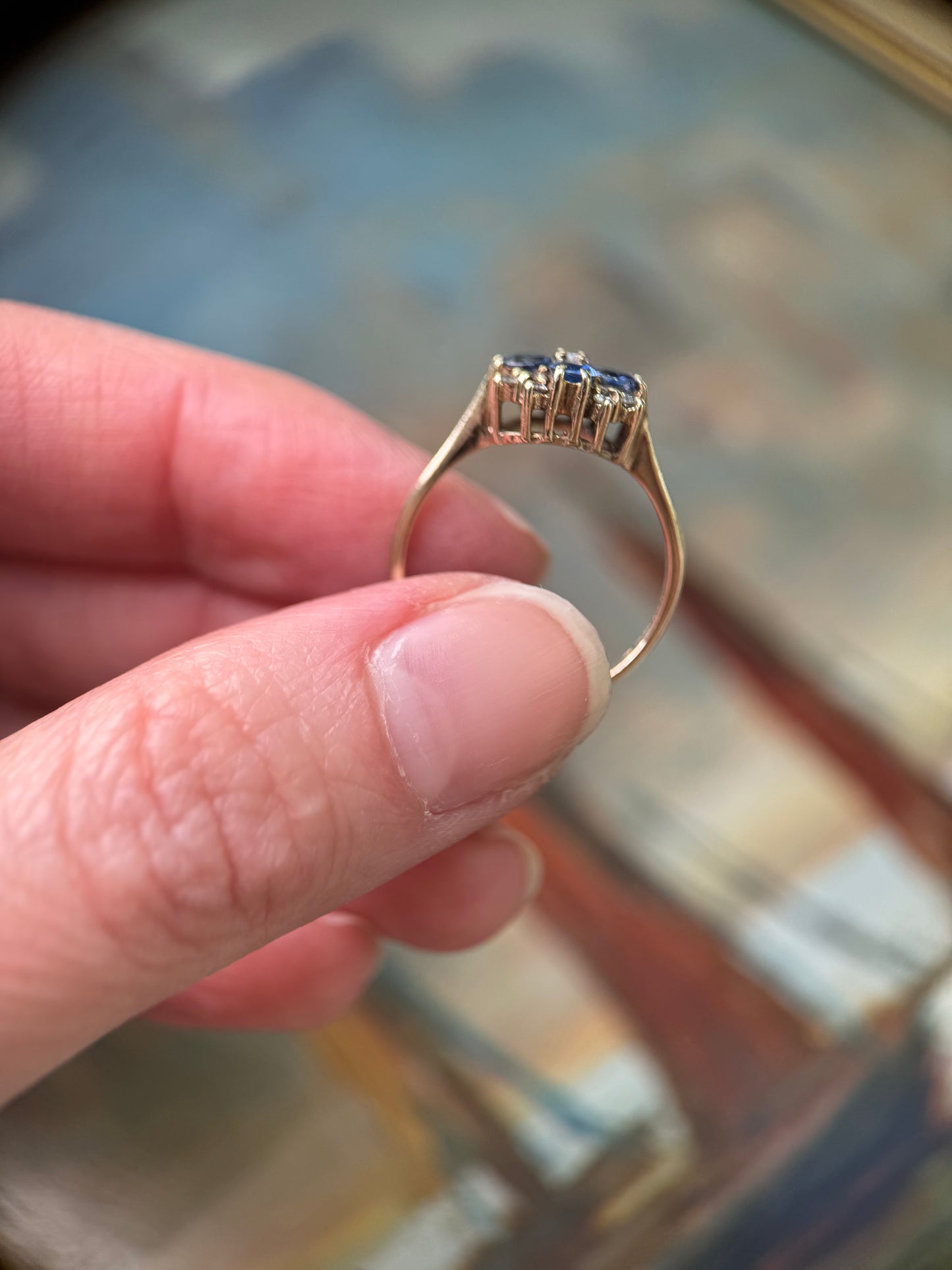 9ct Gold Sapphire & Diamond Cluster Ring