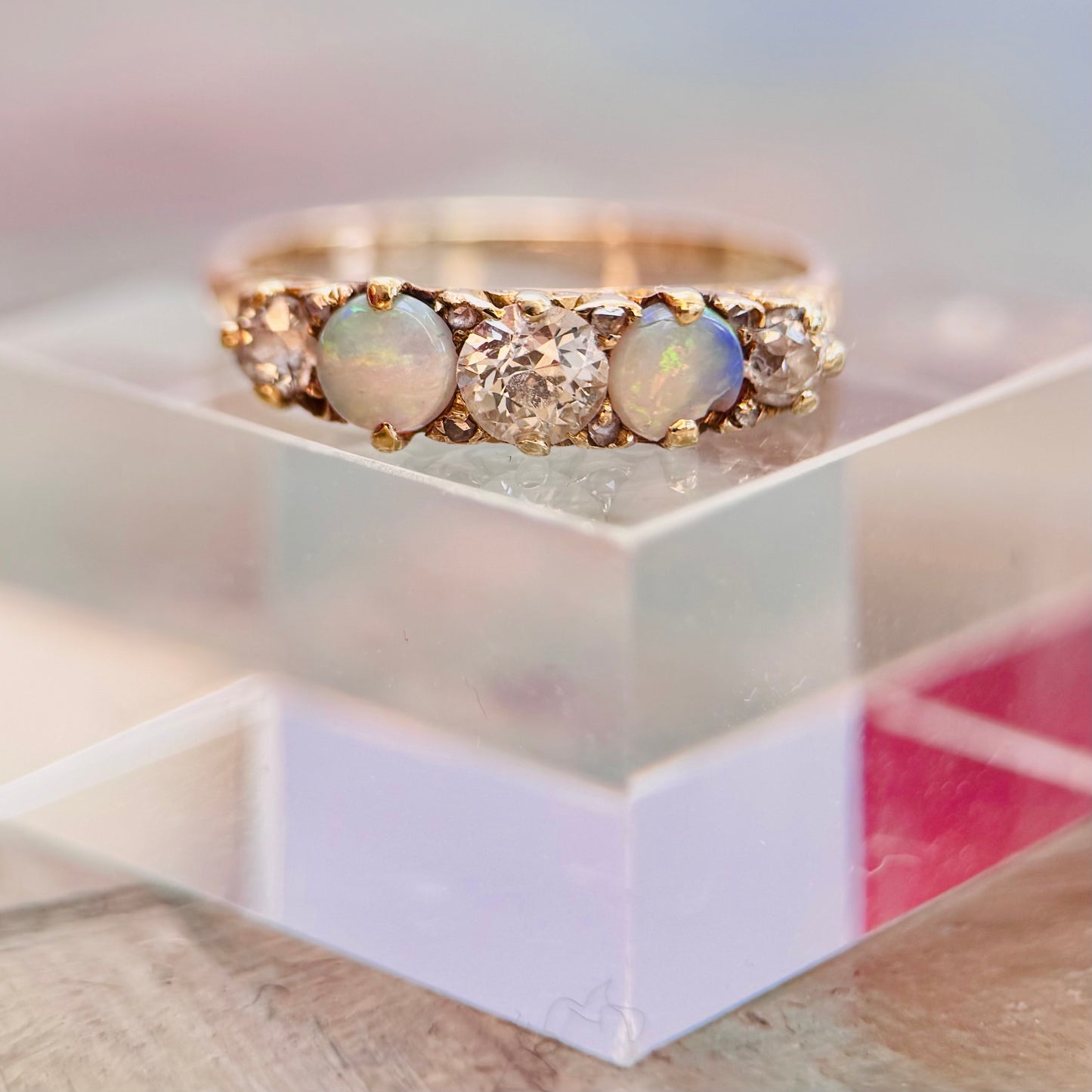 18 Carat Gold Opal & Diamond 5 Stone Ring