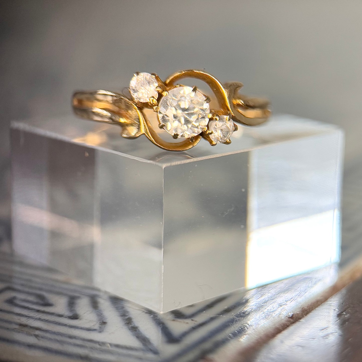 18 Carat Diamond 3 Stone Crossover Ring