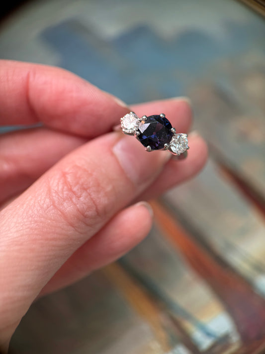 2.4ct Purple Sapphire & Diamond Trilogy Ring