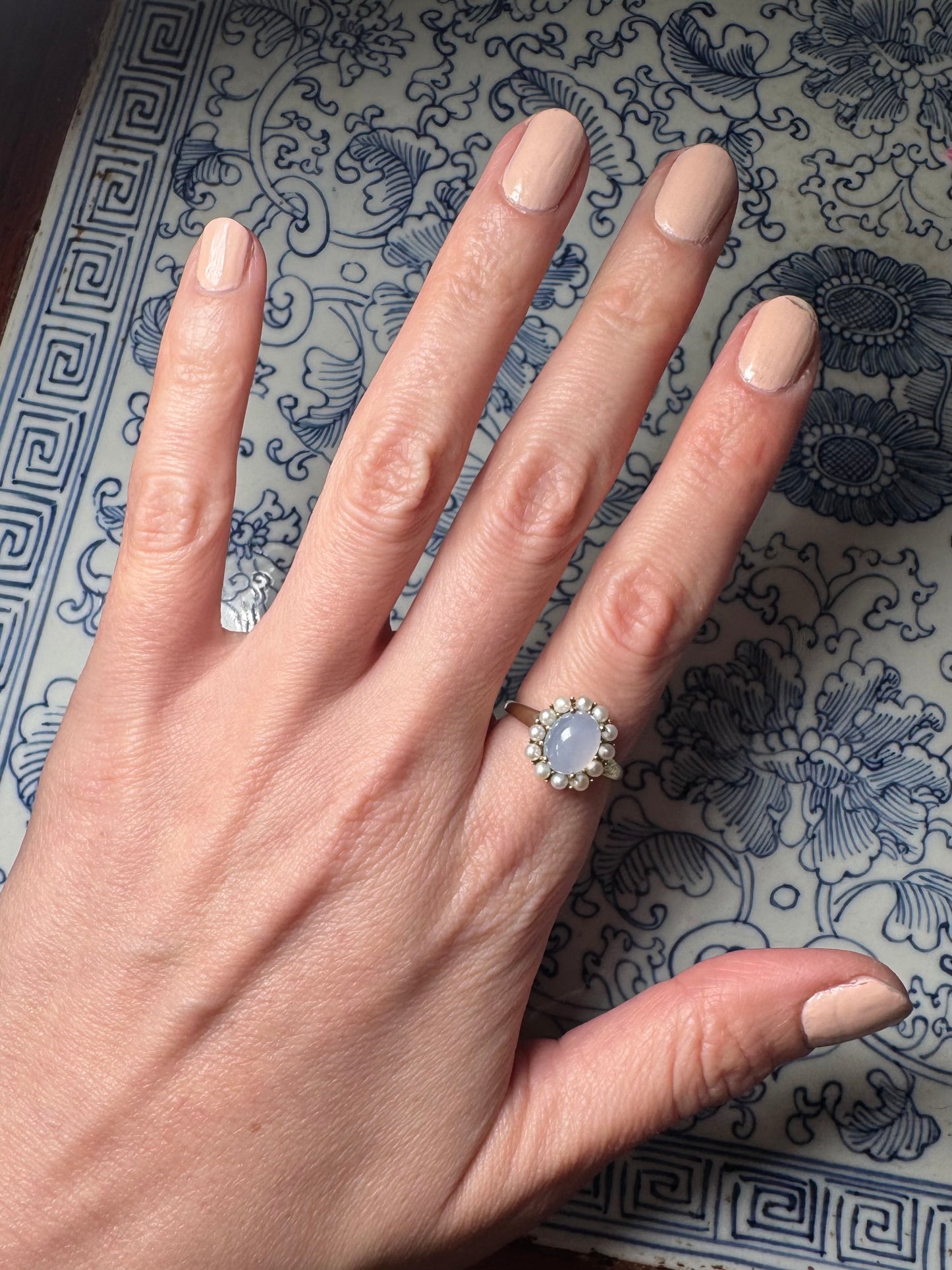 9ct Gold Moonstone & Pearl Cocktail Ring