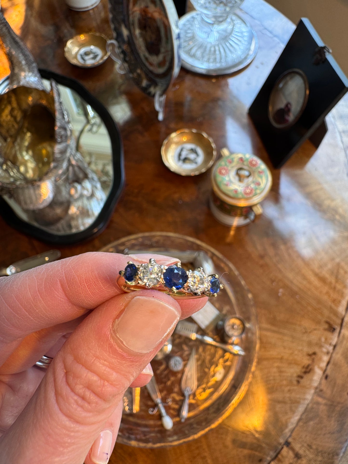 Sapphire & Diamond 5 Stone Ring