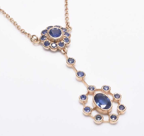 Antique Style Sapphire & Gold Drop necklace
