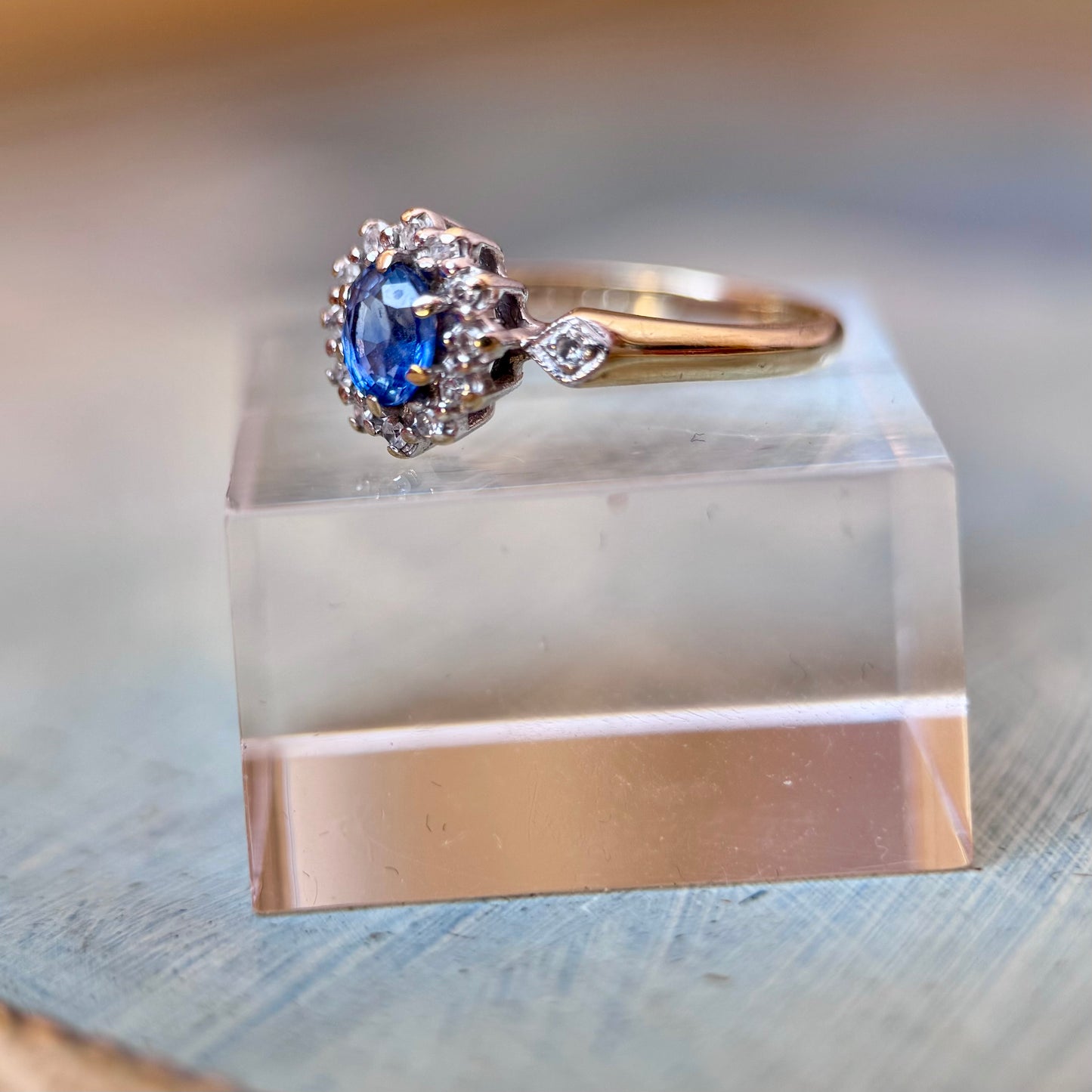 9 Carat Sapphire Diamond Cluster Ring