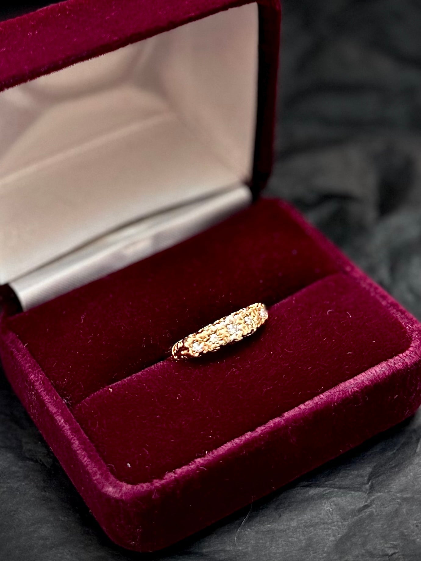 9 Carat Gold Vintage Celestial Diamond Gold Ring