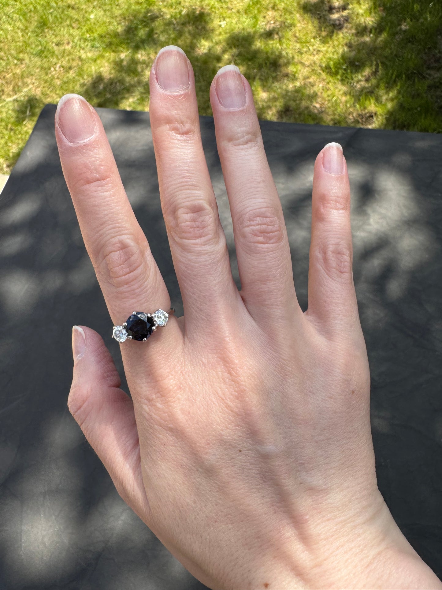 2.4ct Purple Sapphire & Diamond Trilogy Ring