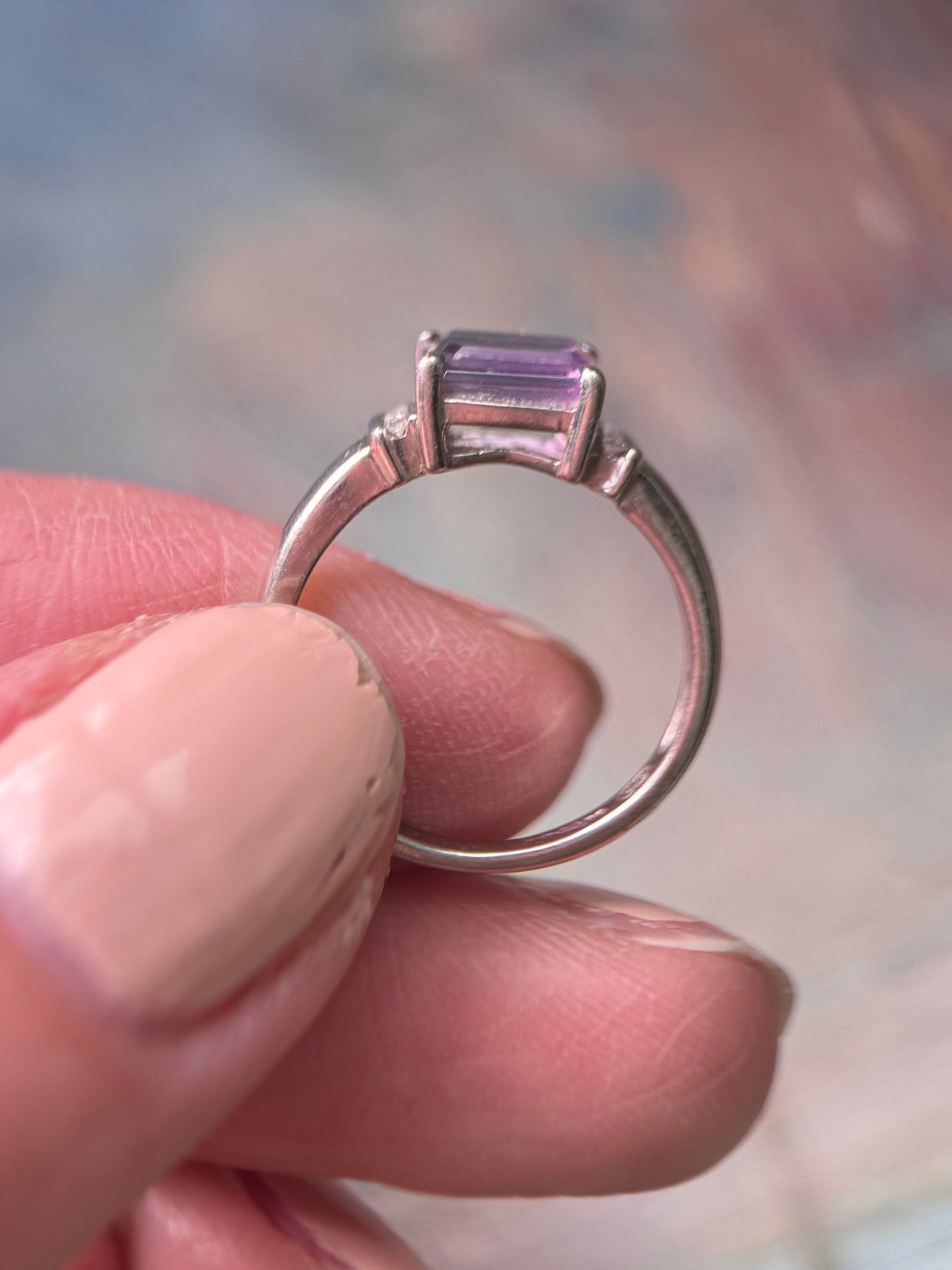9ct Gold Amethyst & Diamond Ring