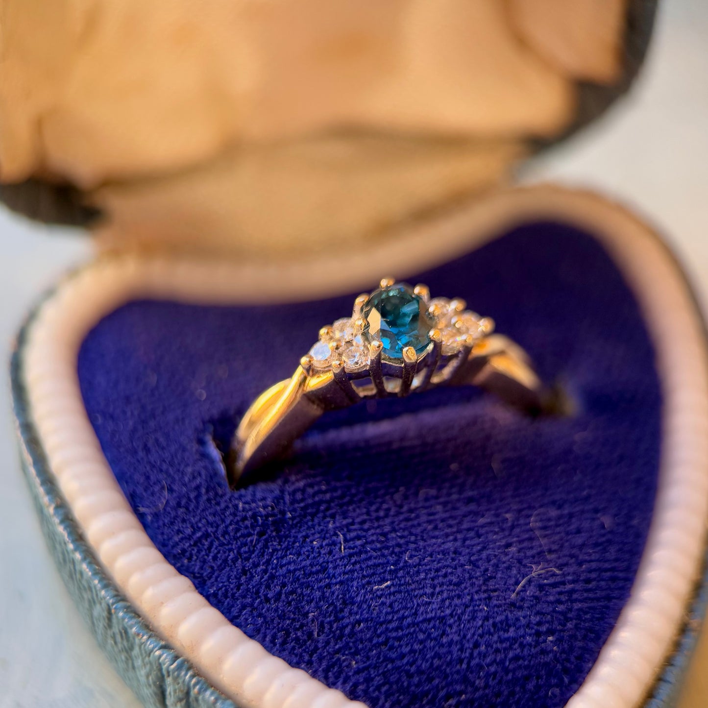 9 Carat Gold London Topaz & Diamond Ring