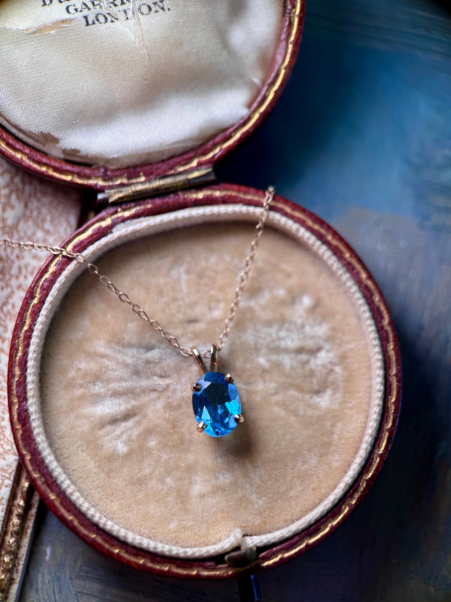 14ct Gold Blue Topaz Solitaire Necklace