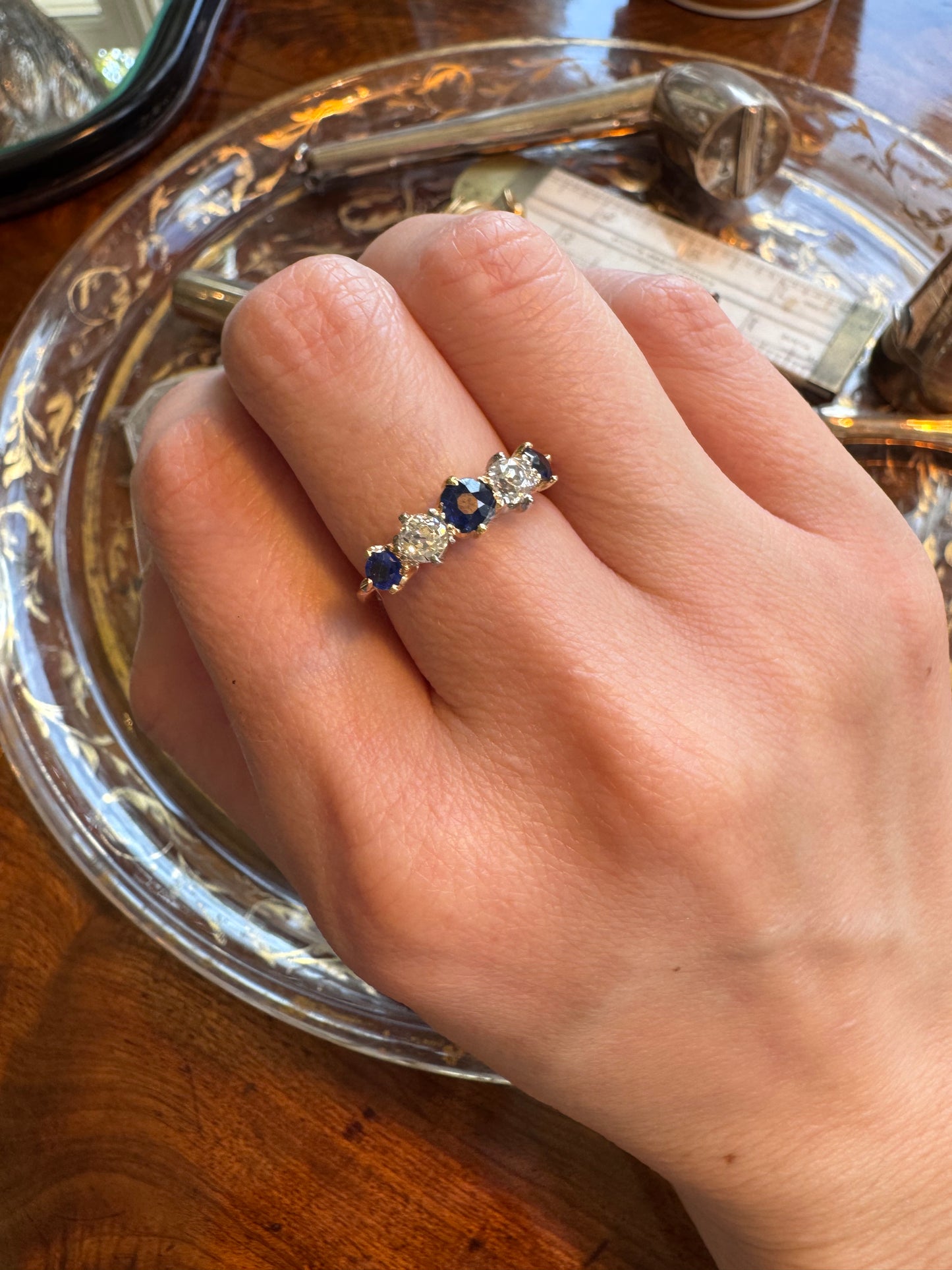 Sapphire & Diamond 5 Stone Ring
