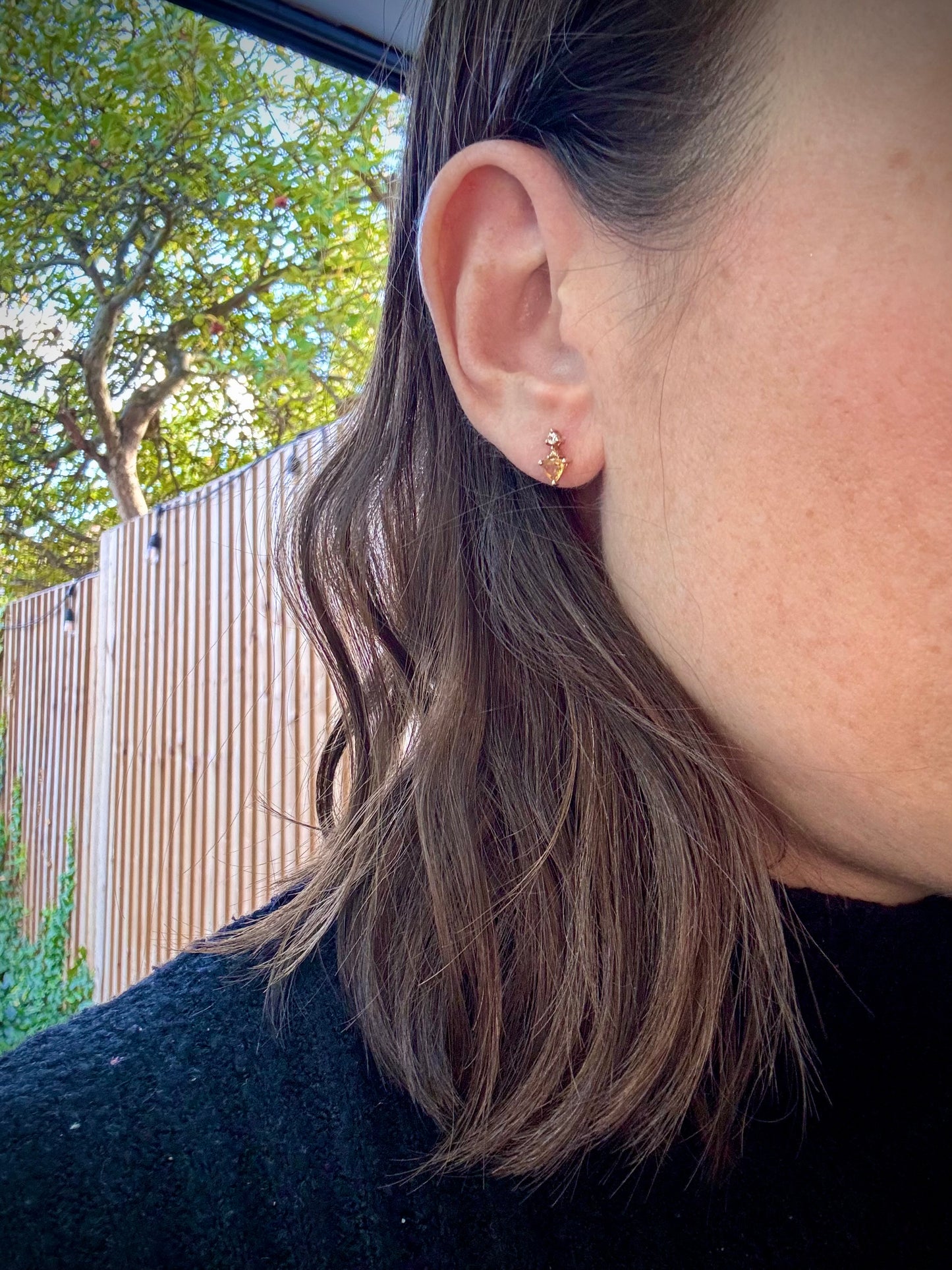 9ct Citrine & White Gemstone Earrings