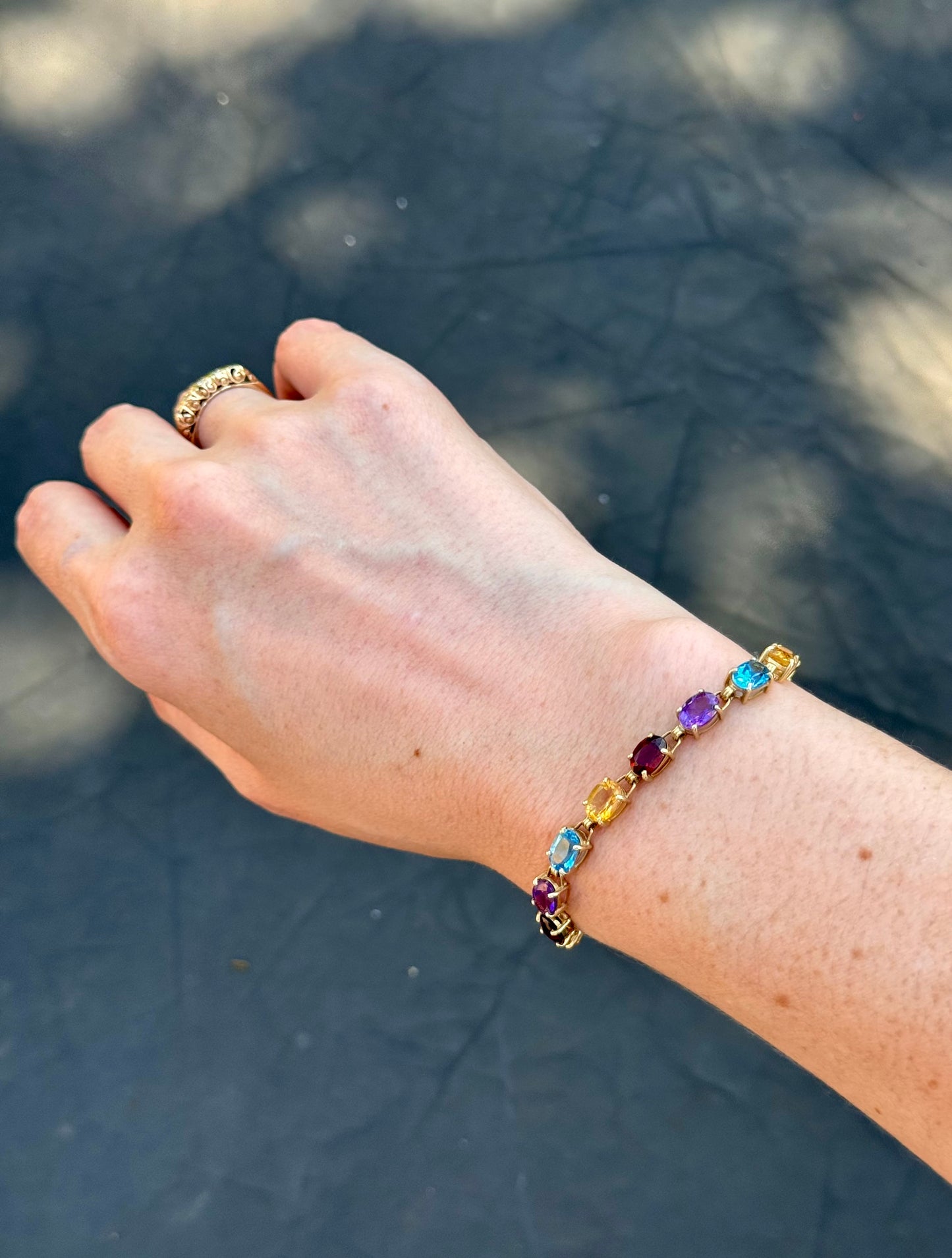 10 Carat Gold Multi Coloured Gem Bracelet