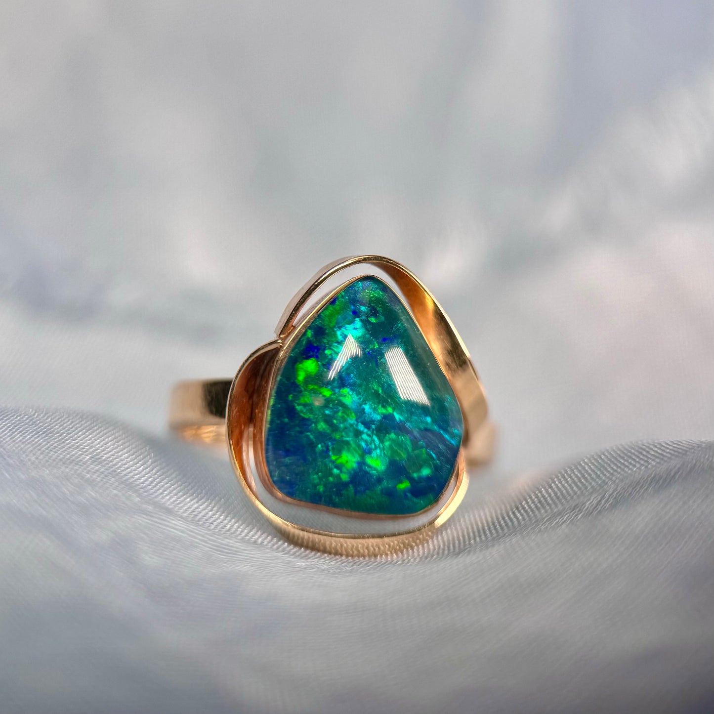 14 Carat Gold & Black Opal Triplet Ring