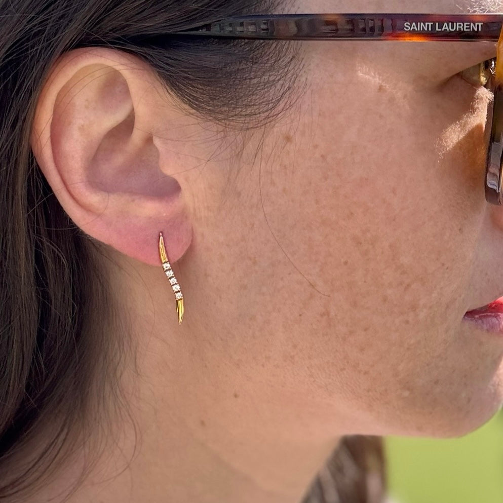14 Carat Gold & Cubic Zirconia “Wave” Earrings by Saks Fifth Avenue