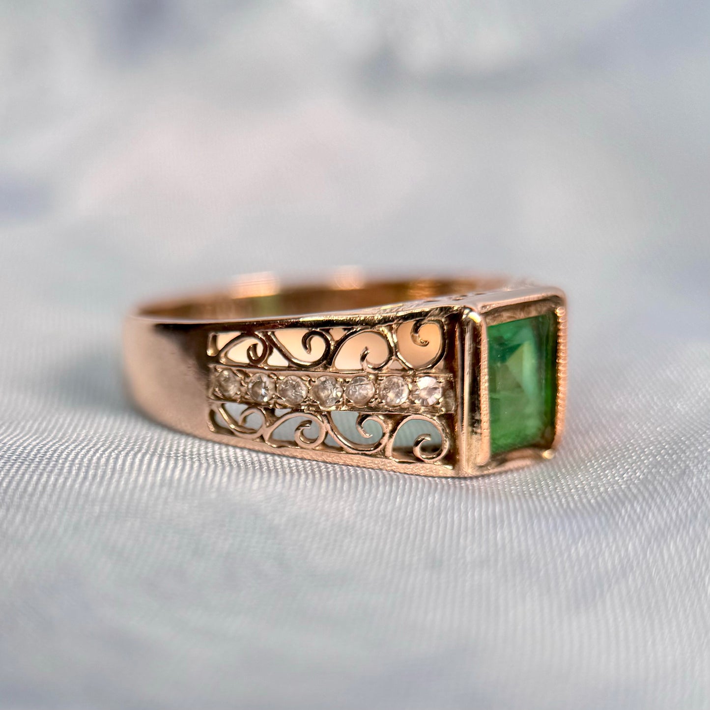 18 Carat Emerald & Diamond Set Ring