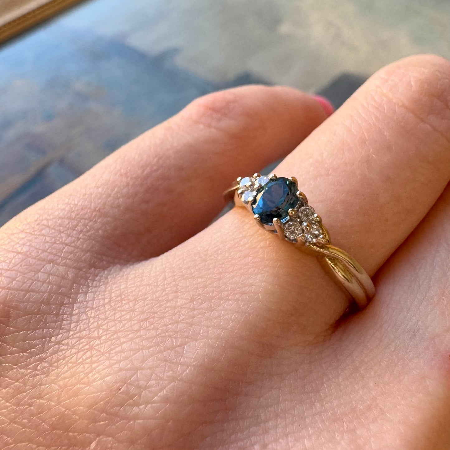 9 Carat Gold London Topaz & Diamond Ring