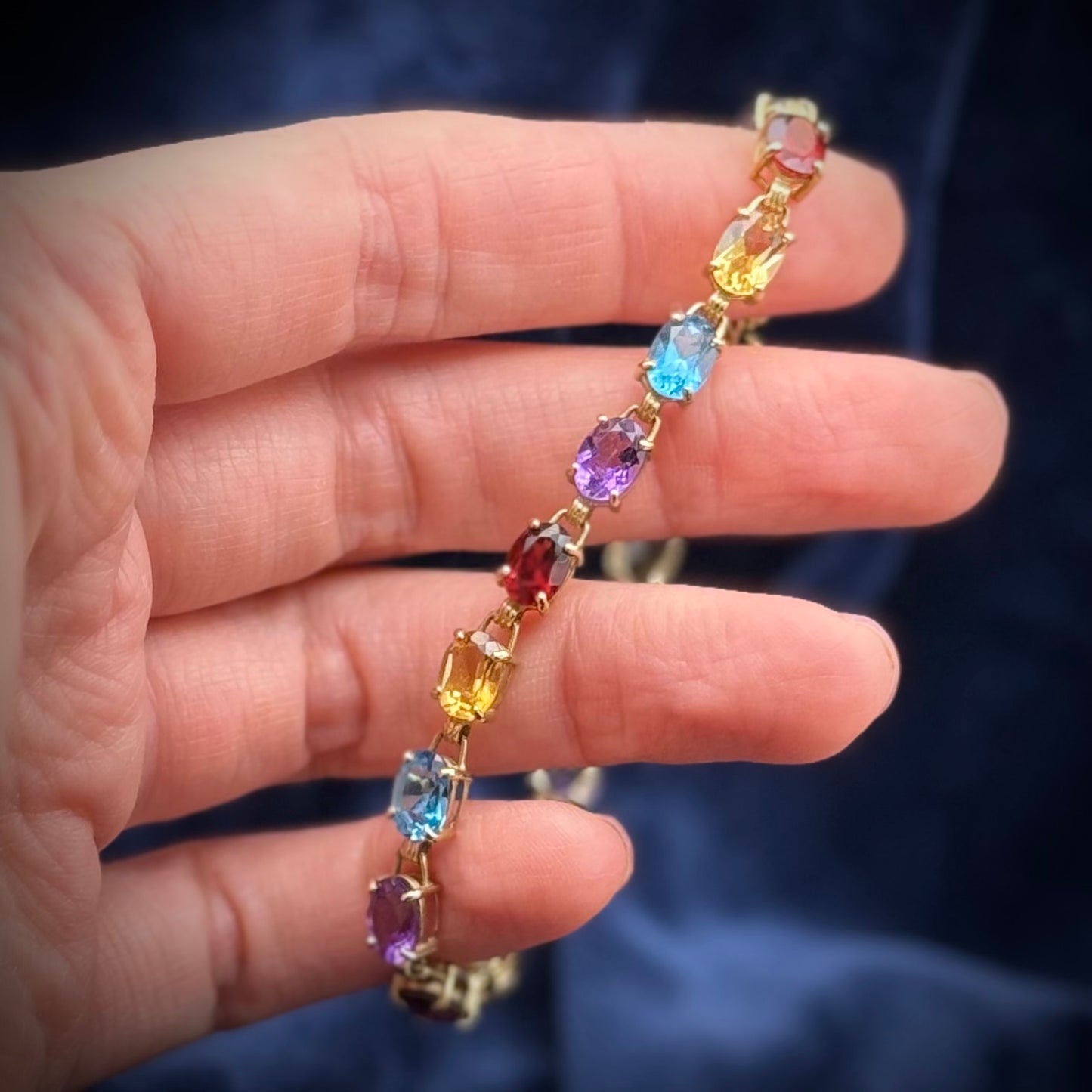 10 Carat Gold Multi Coloured Gem Bracelet