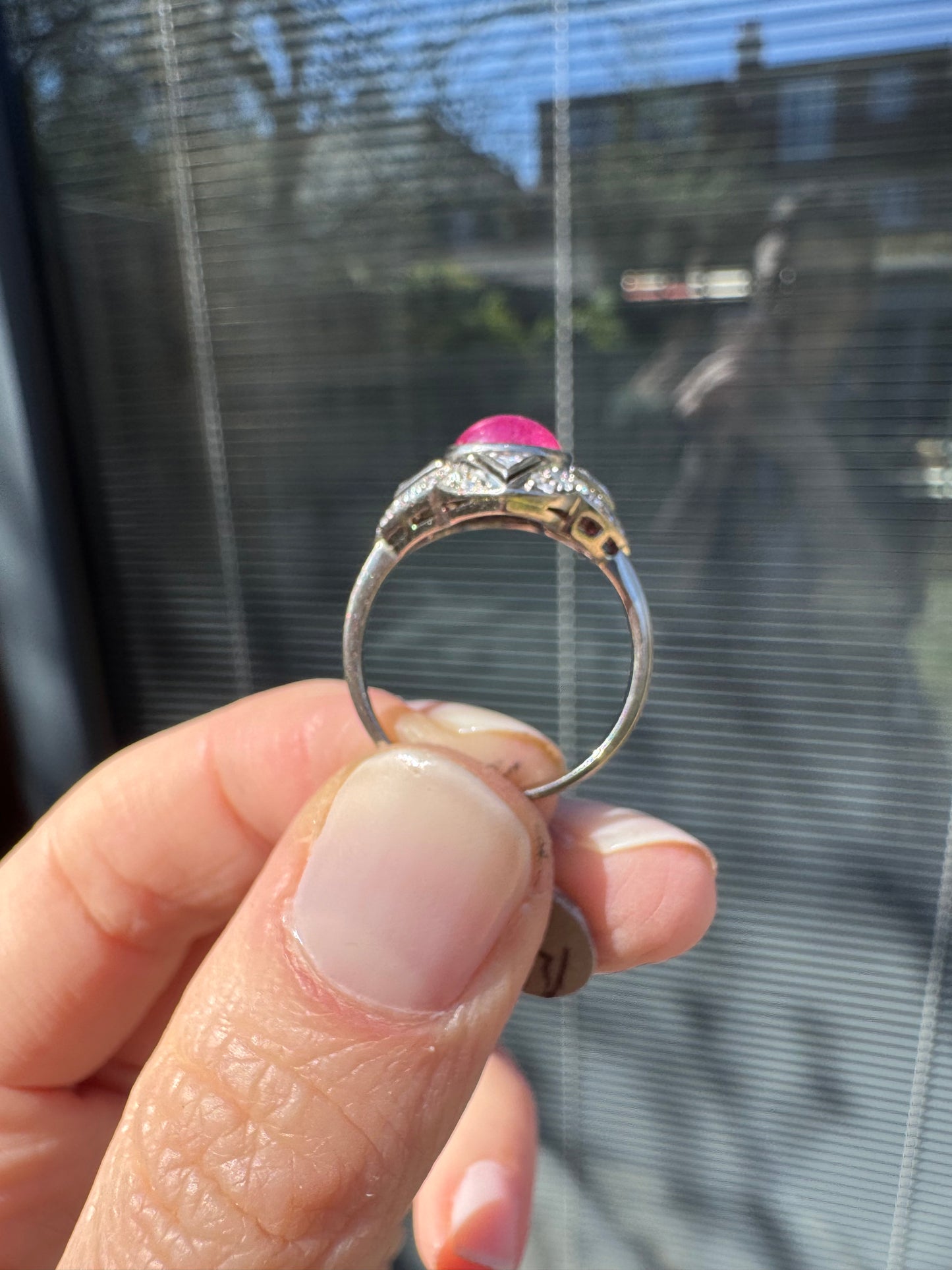 Ruby & Diamond Antique Star Themed Art Deco Ring
