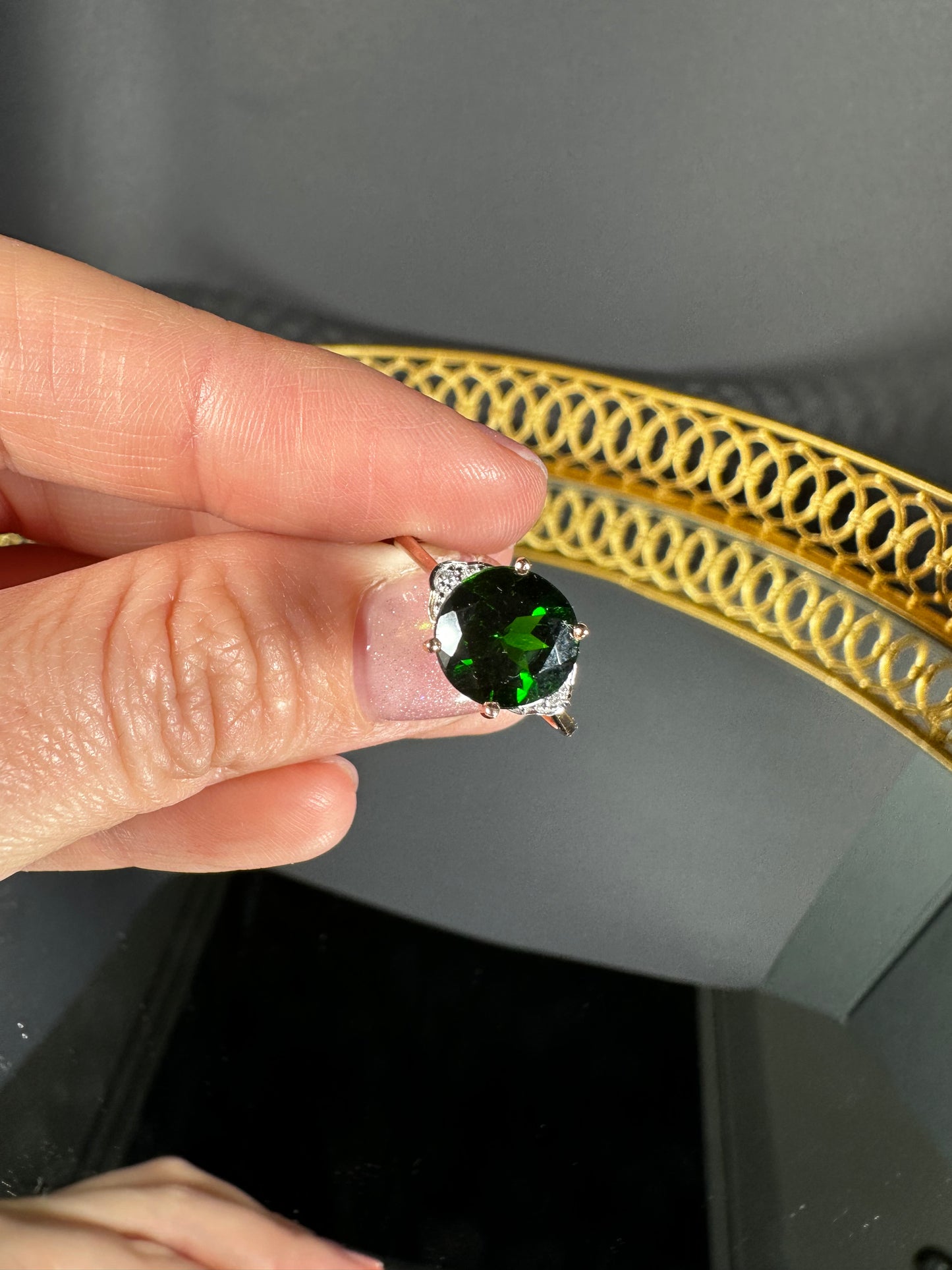 9 Carat Rose Gold Russian Diopside Ring