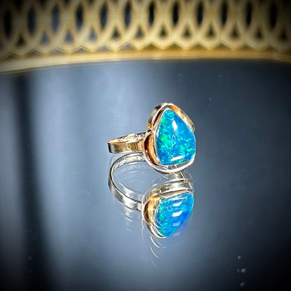 14 Carat Gold & Black Opal Triplet Ring