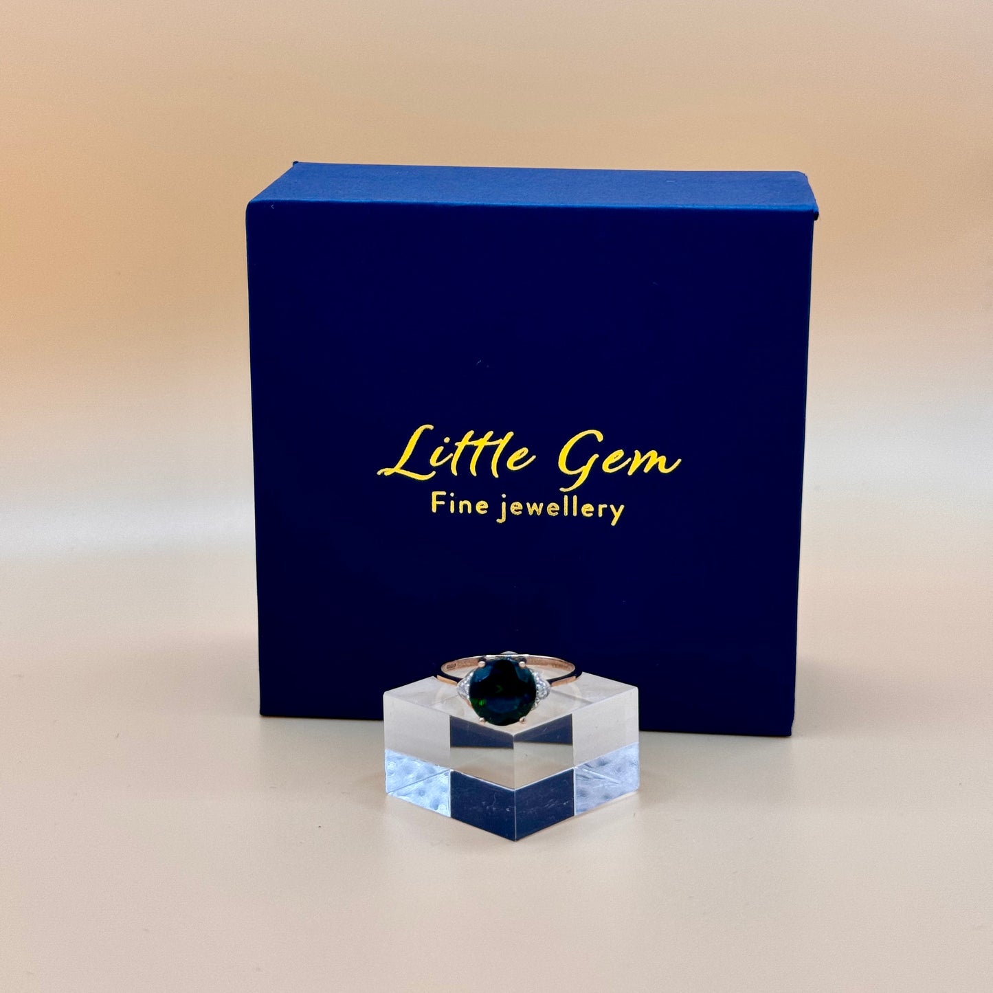 9 Carat Rose Gold Russian Diopside Ring