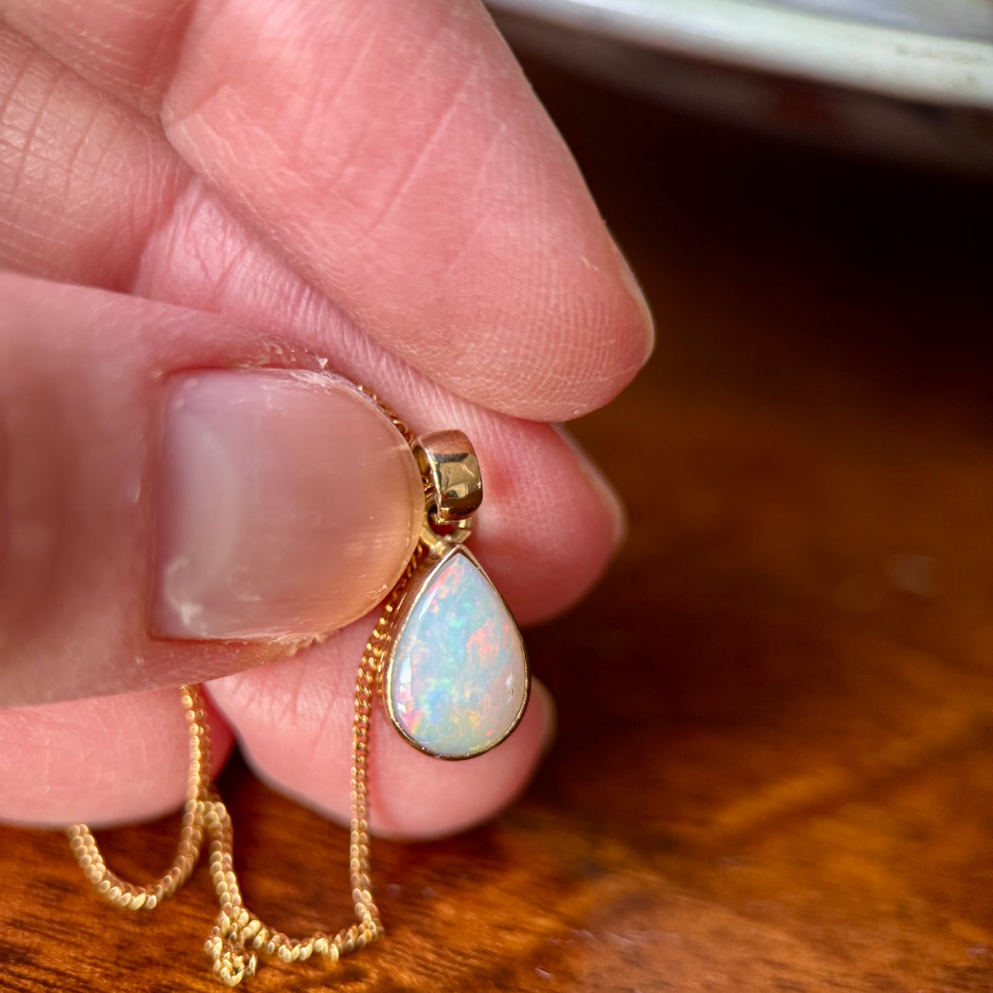 9ct Gold Opal Pendant Necklace