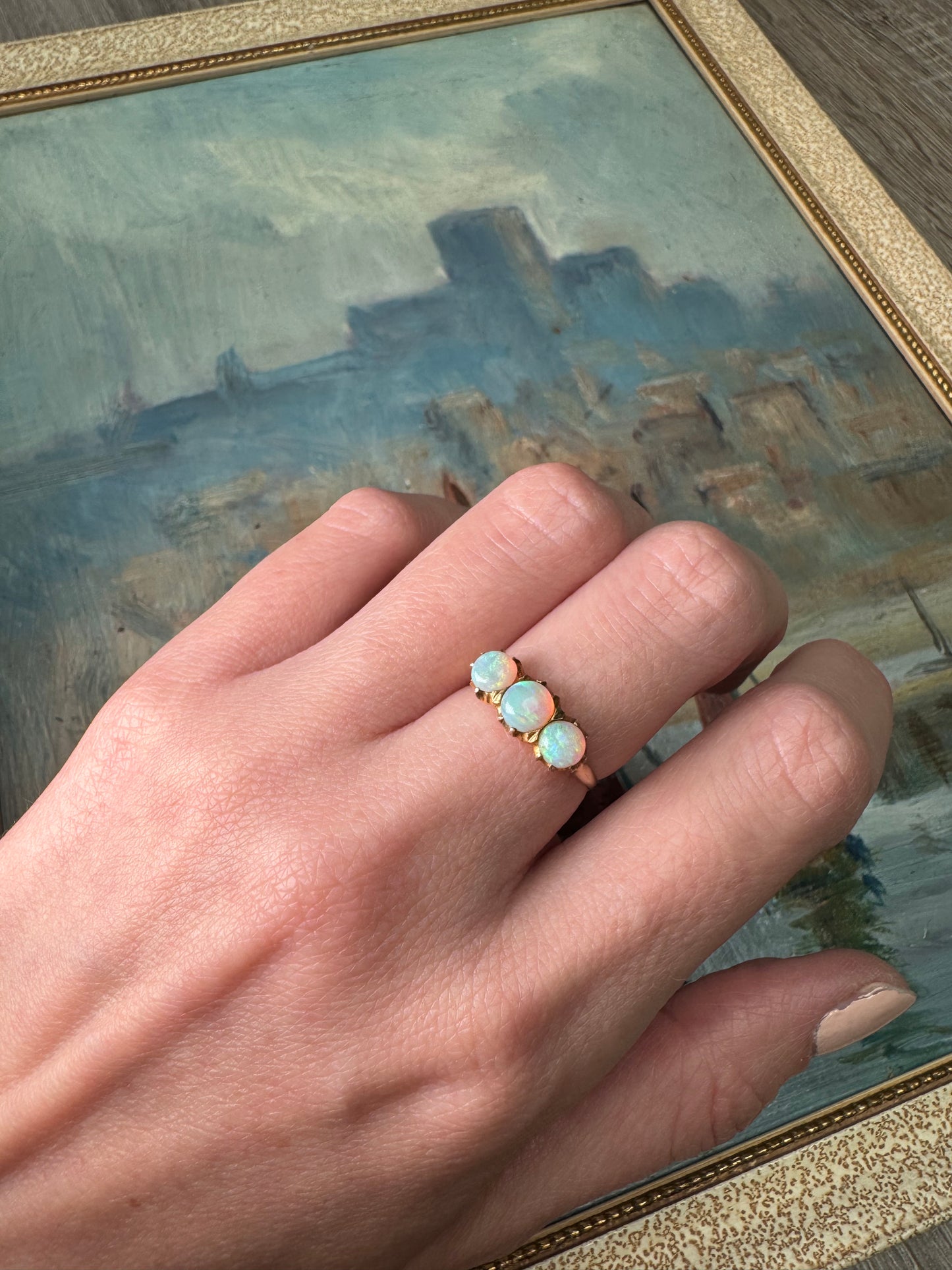 Stunning Opal 3 Stone Ring