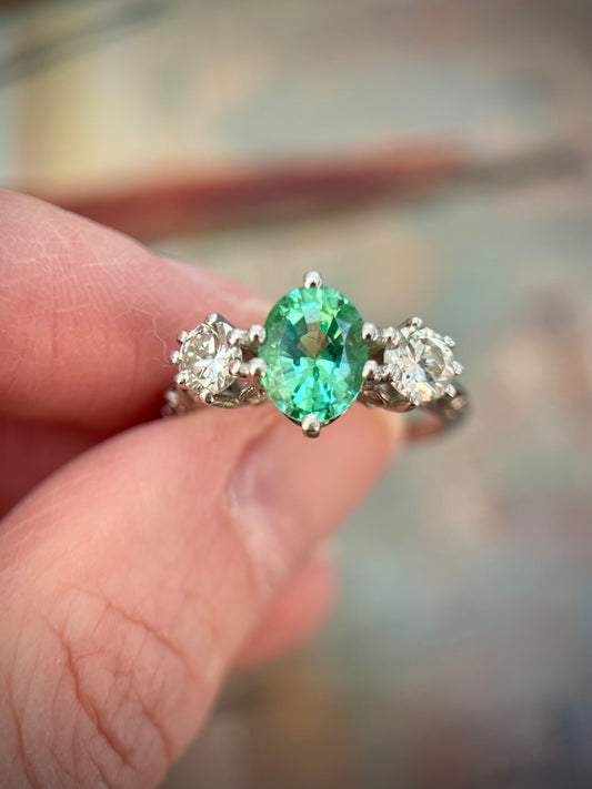 Platinum Tourmaline & Diamond Ring