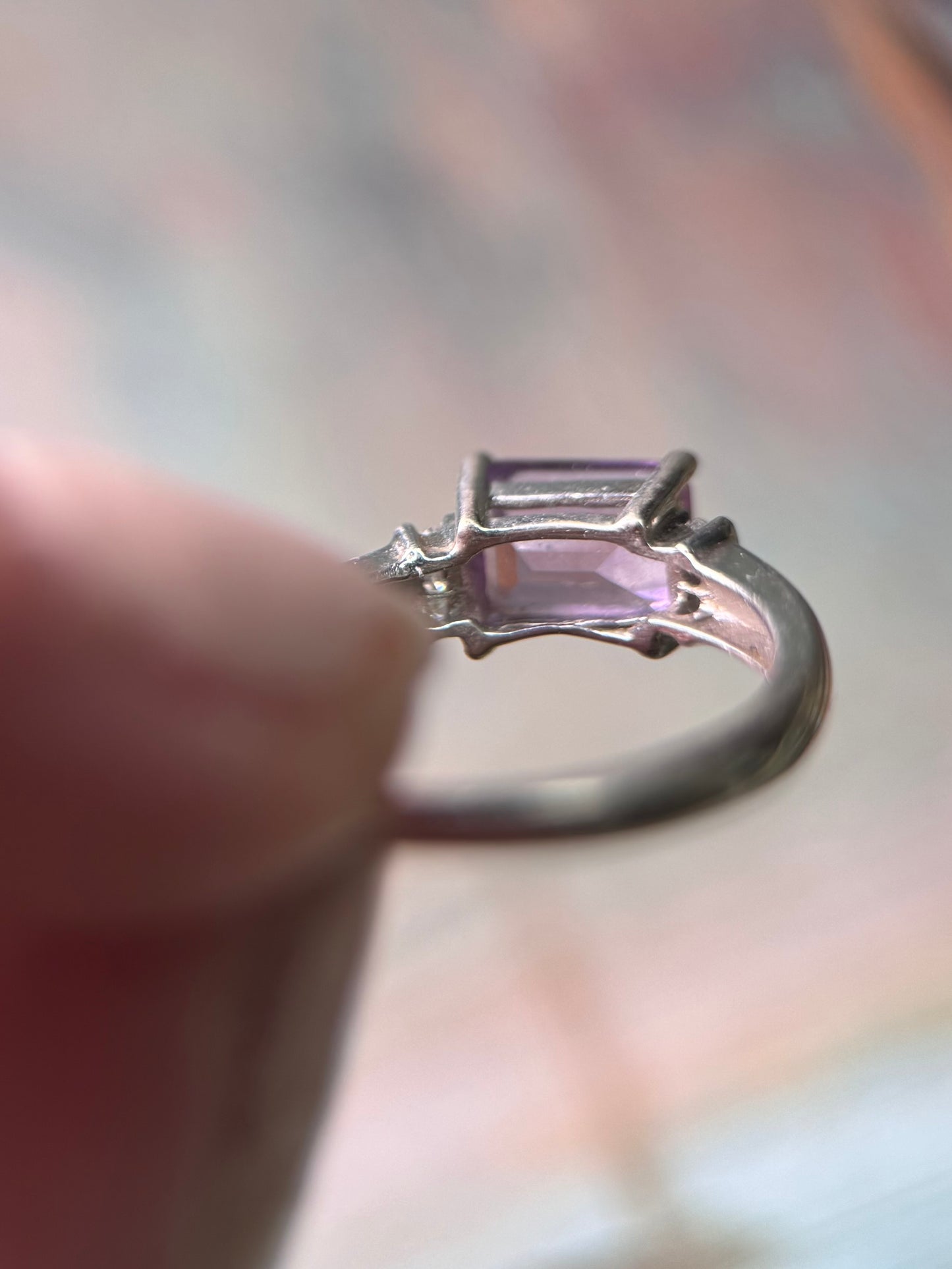 9ct Gold Amethyst & Diamond Ring