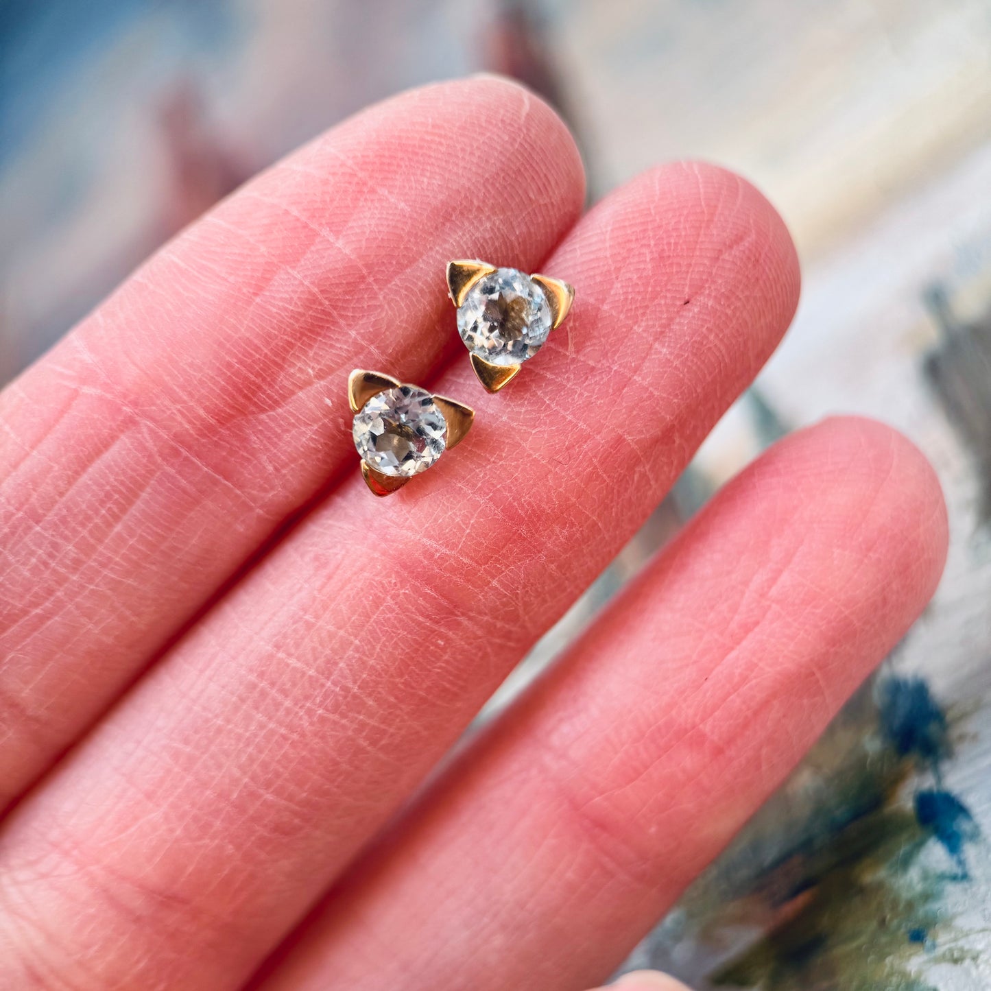 Blue Topaz Stud Earrings