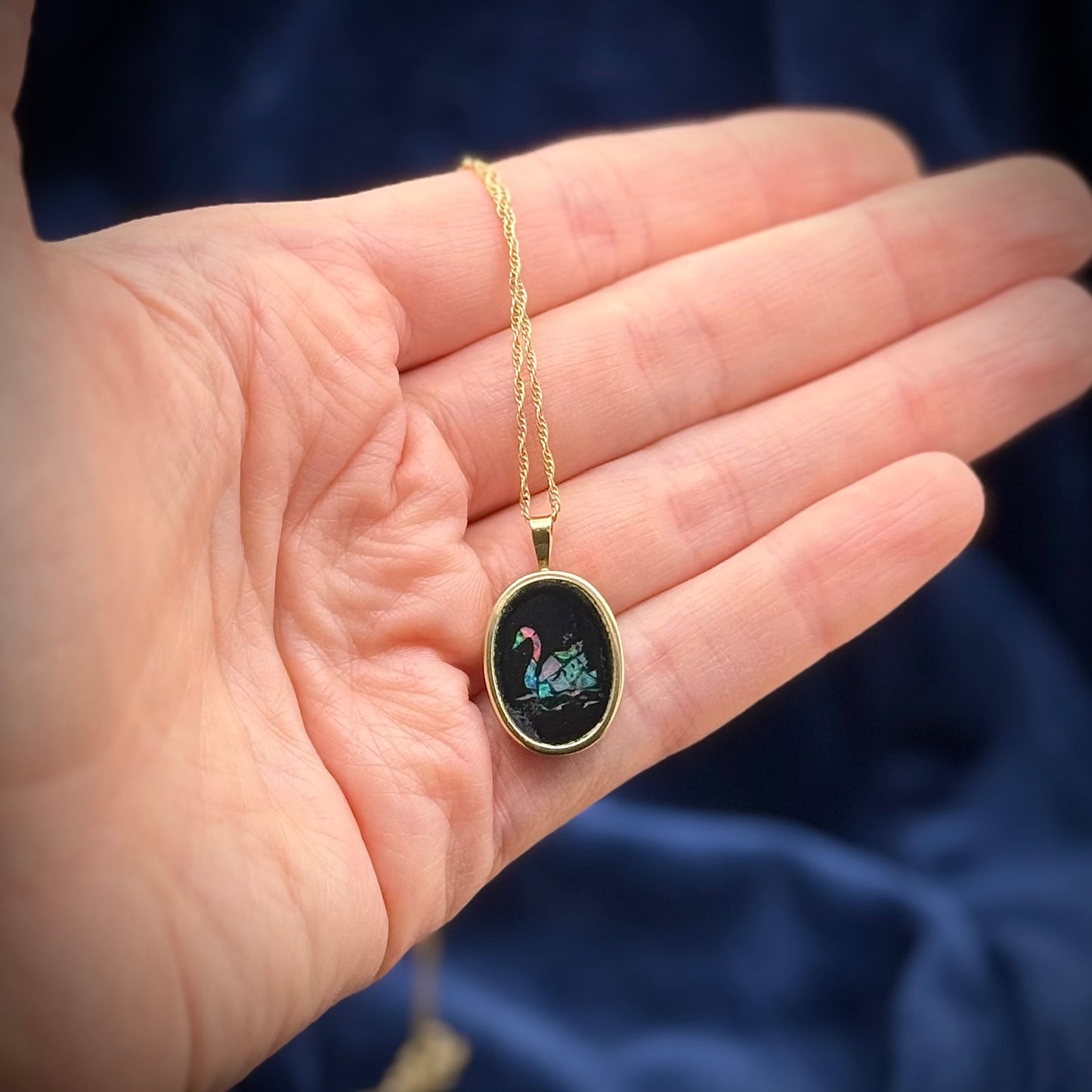 Opal & Onyx Swan Pendant (Pendant only)