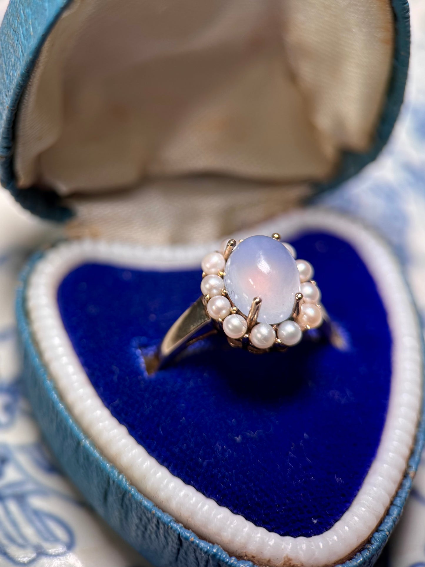 9ct Gold Moonstone & Pearl Cocktail Ring