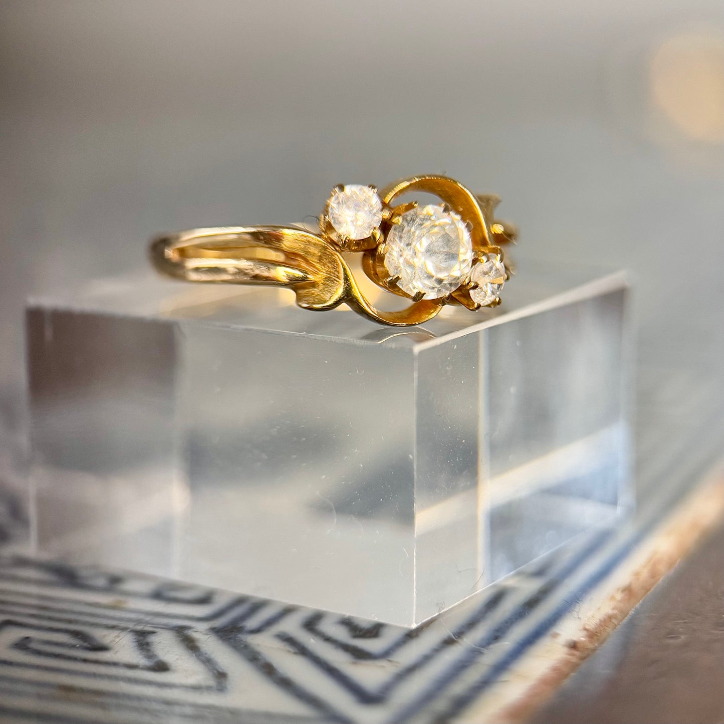18 Carat Diamond 3 Stone Crossover Ring