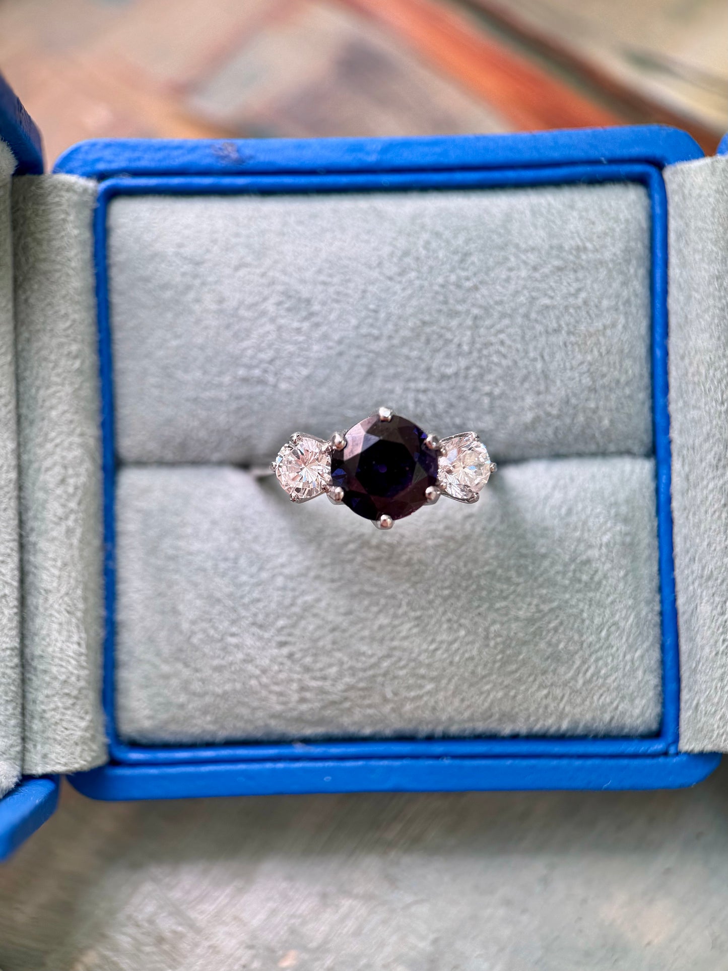 2.4ct Purple Sapphire & Diamond Trilogy Ring