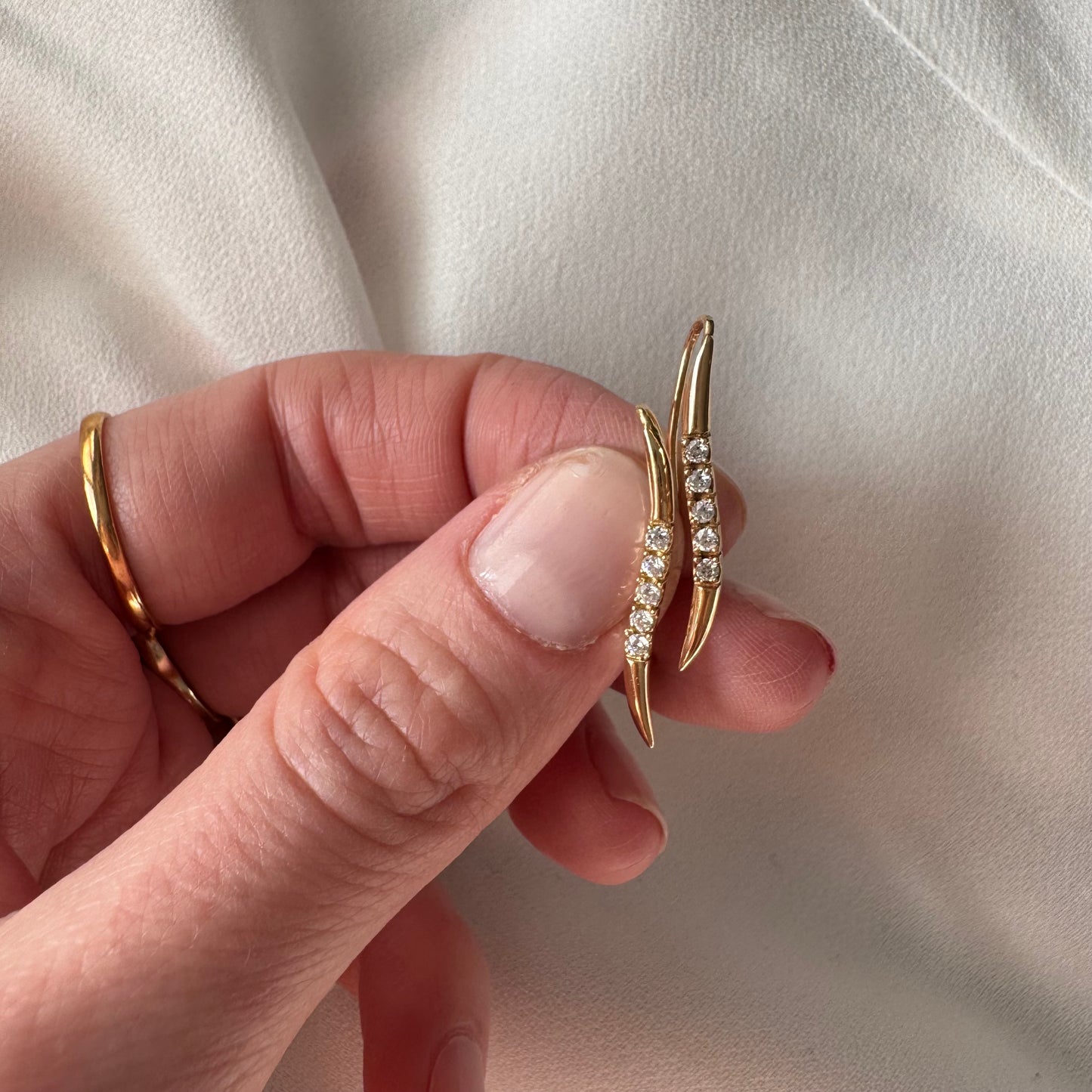 14 Carat Gold & Cubic Zirconia “Wave” Earrings by Saks Fifth Avenue