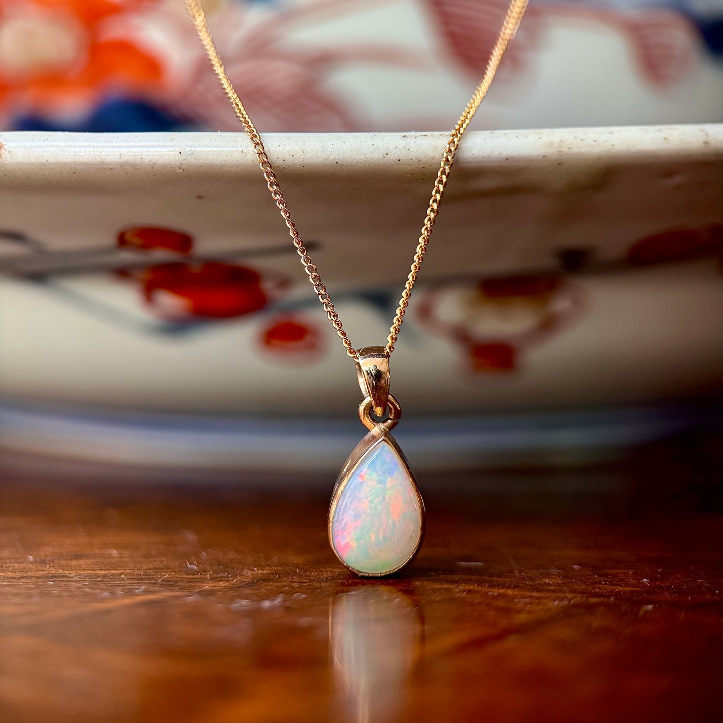 9ct Gold Opal Pendant Necklace