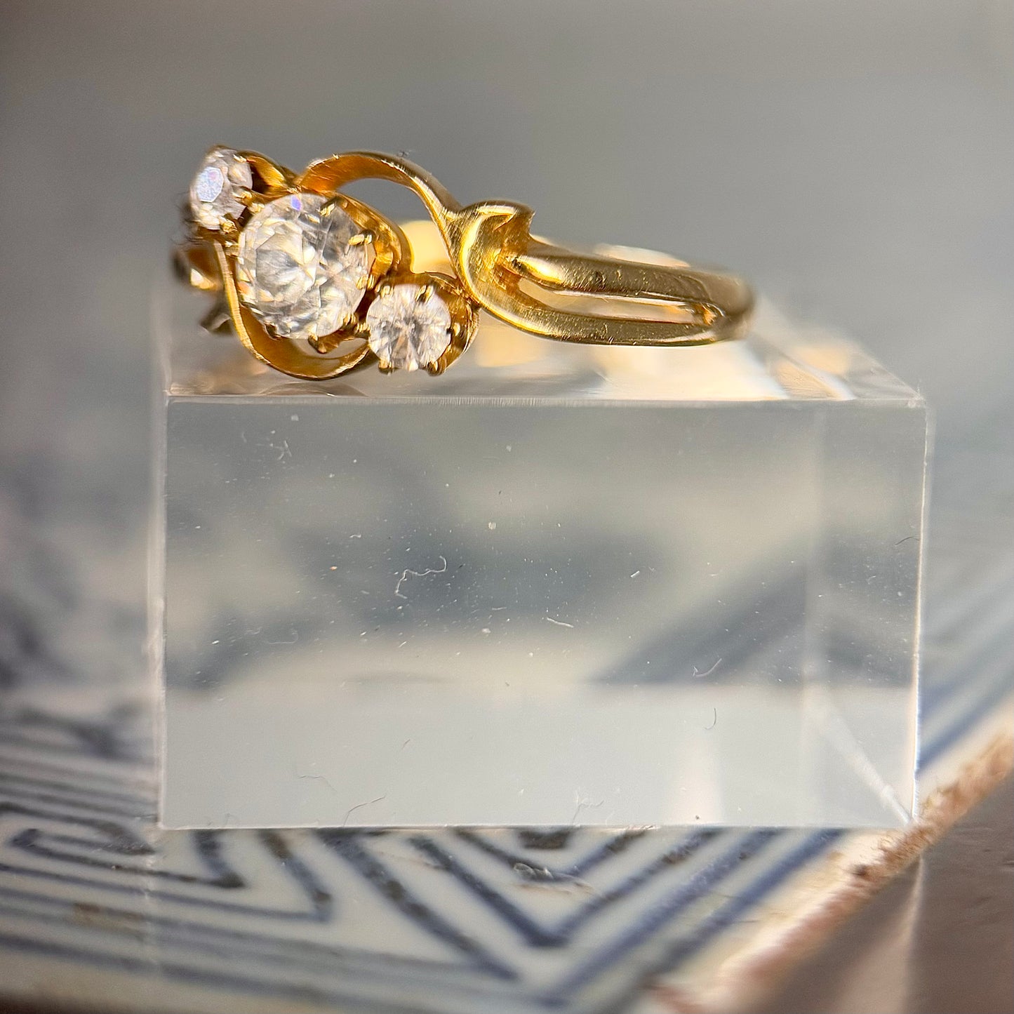 18 Carat Diamond 3 Stone Crossover Ring