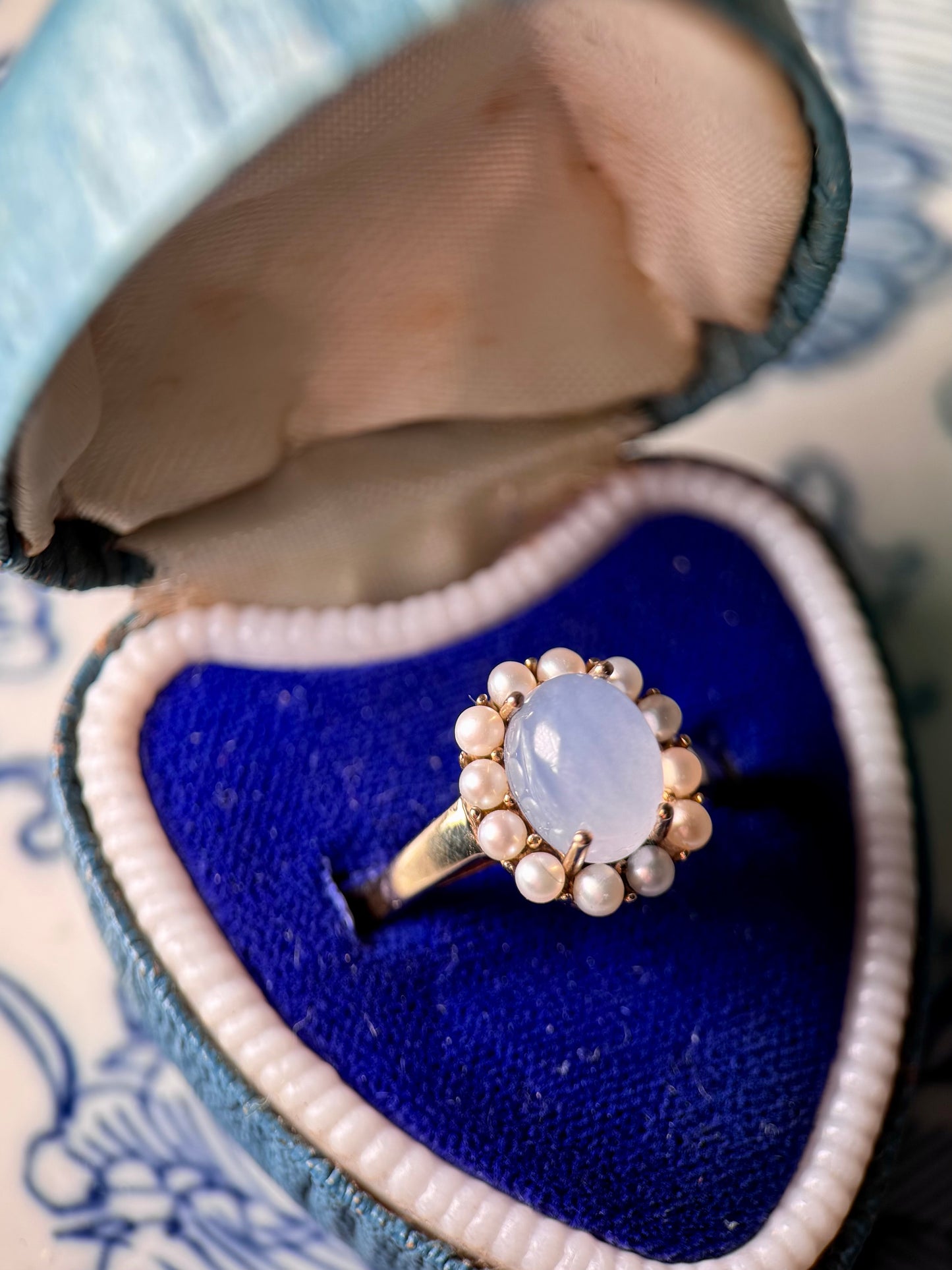 9ct Gold Moonstone & Pearl Cocktail Ring