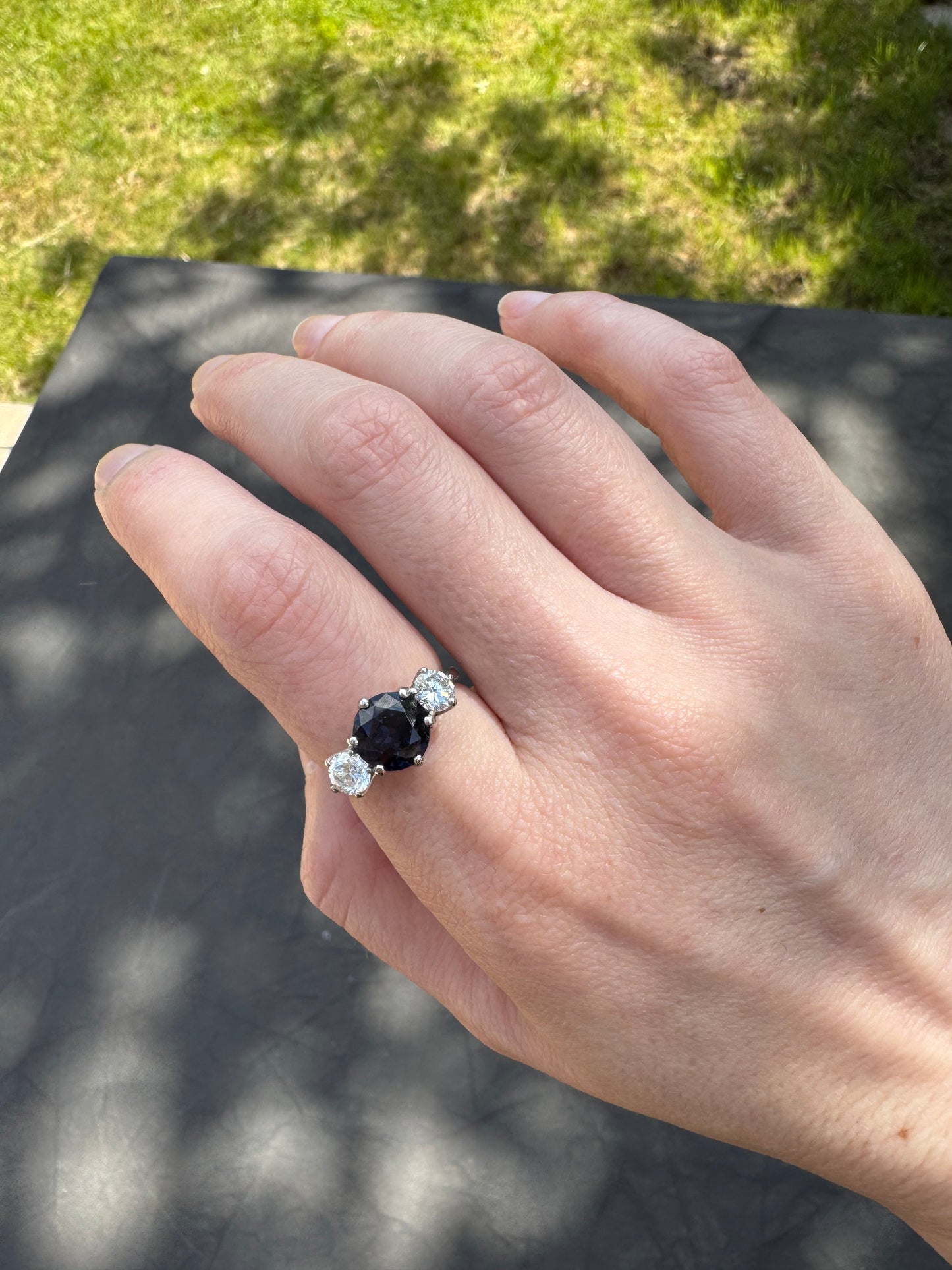 2.4ct Purple Sapphire & Diamond Trilogy Ring
