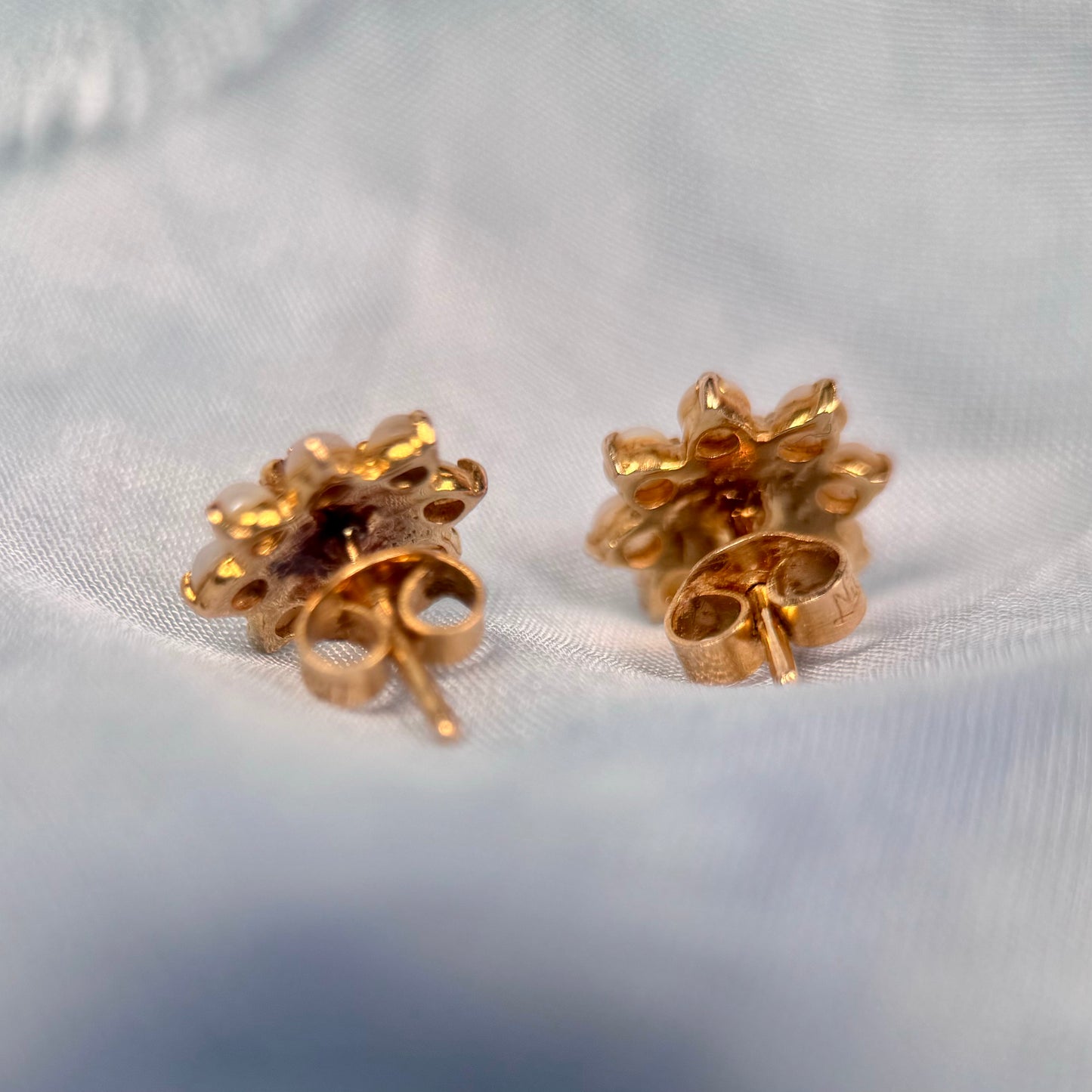 9 Carat Gold Ruby & Pearl Stud Earrings