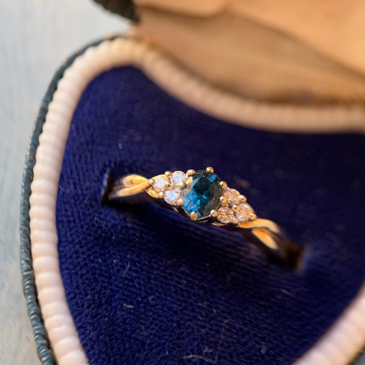 9 Carat Gold London Topaz & Diamond Ring