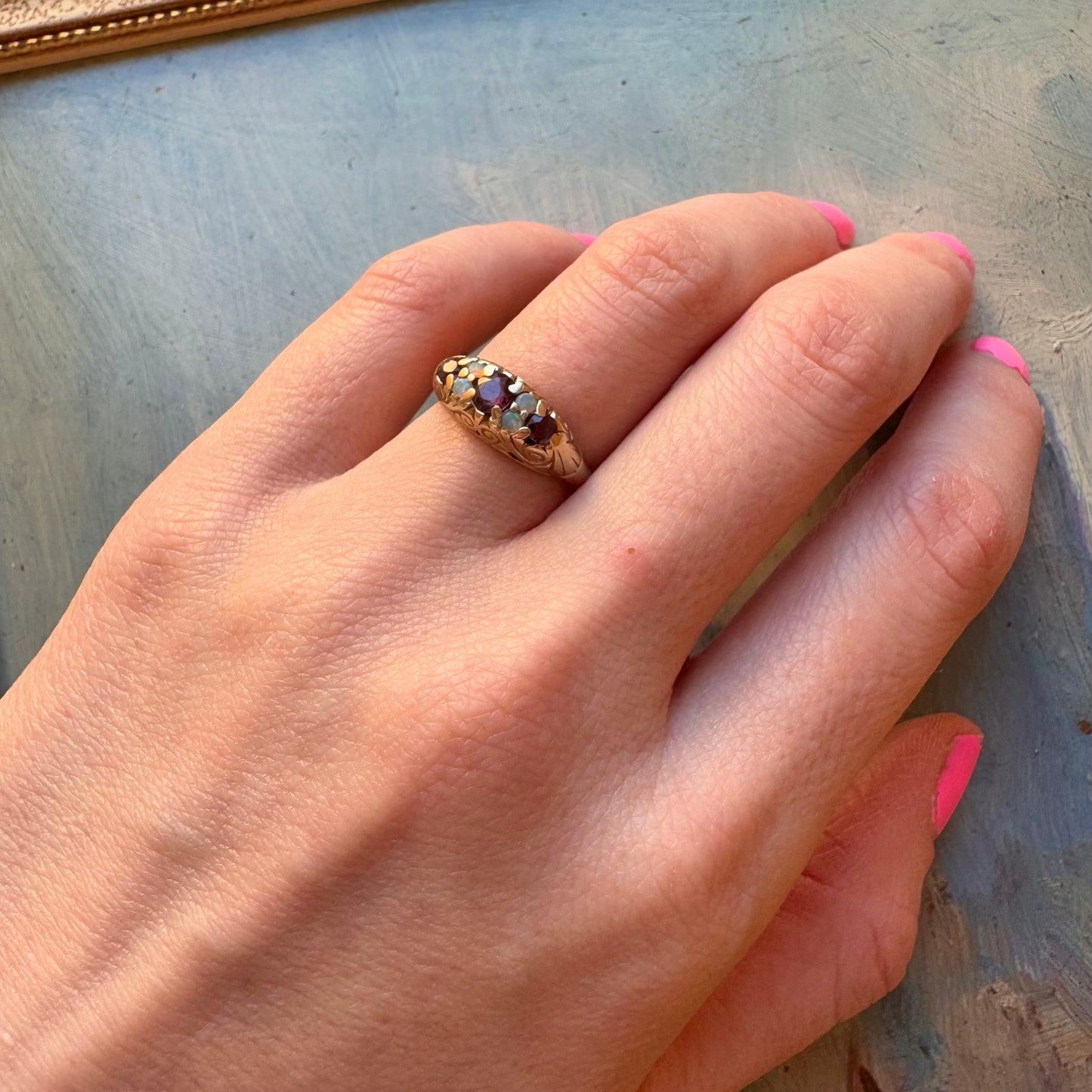 9 Carat Gold Ruby & Opal Ring