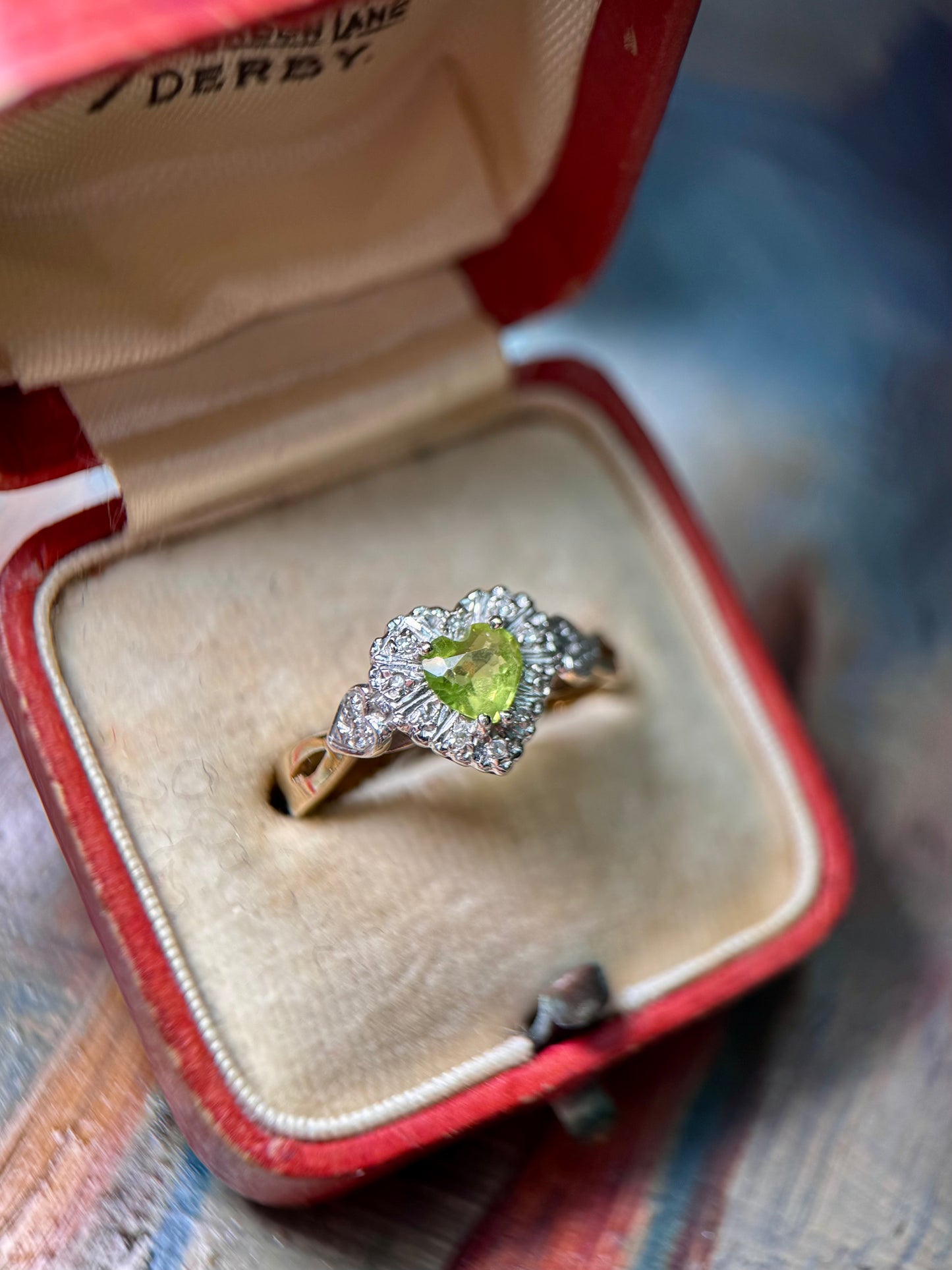 9ct Gold Peridot & Diamond “Heart” ring
