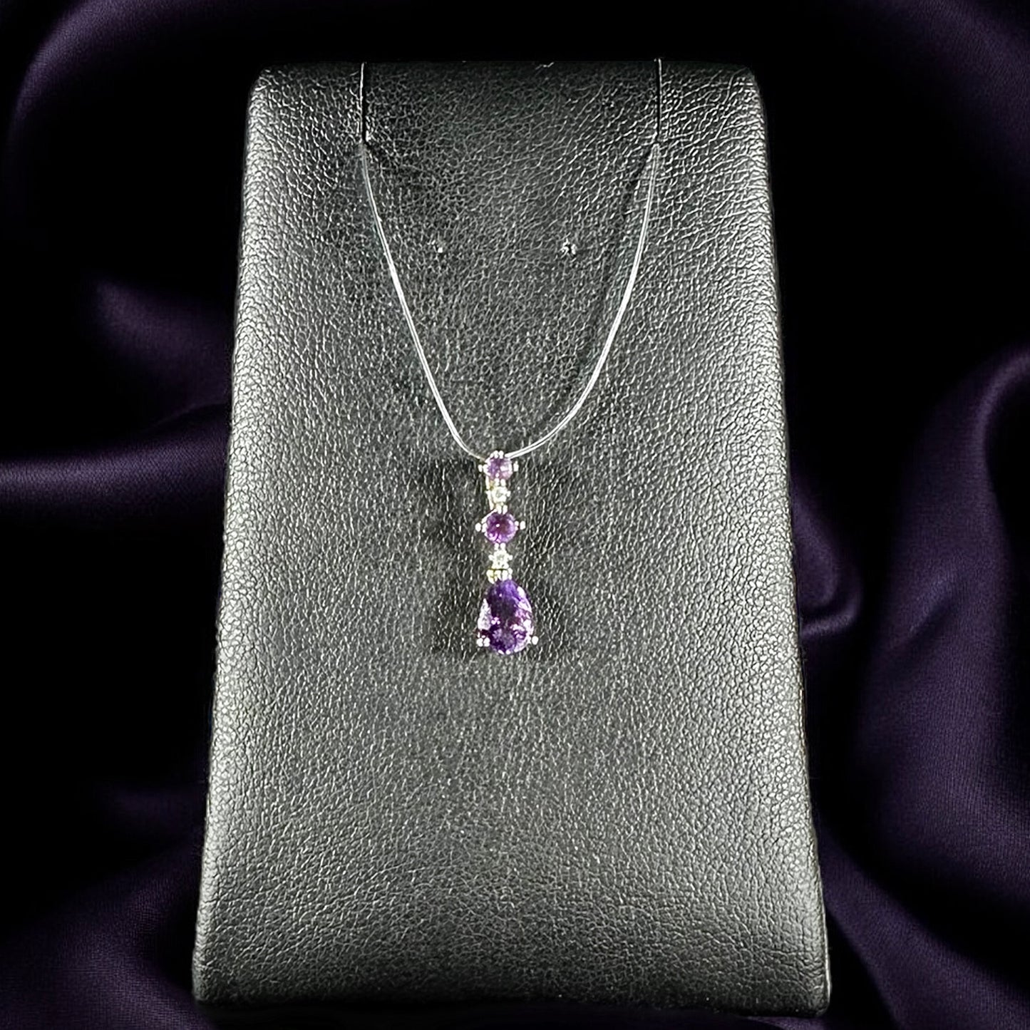 Amethyst Drop Pendant set in 9K White Gold (Pendant only)