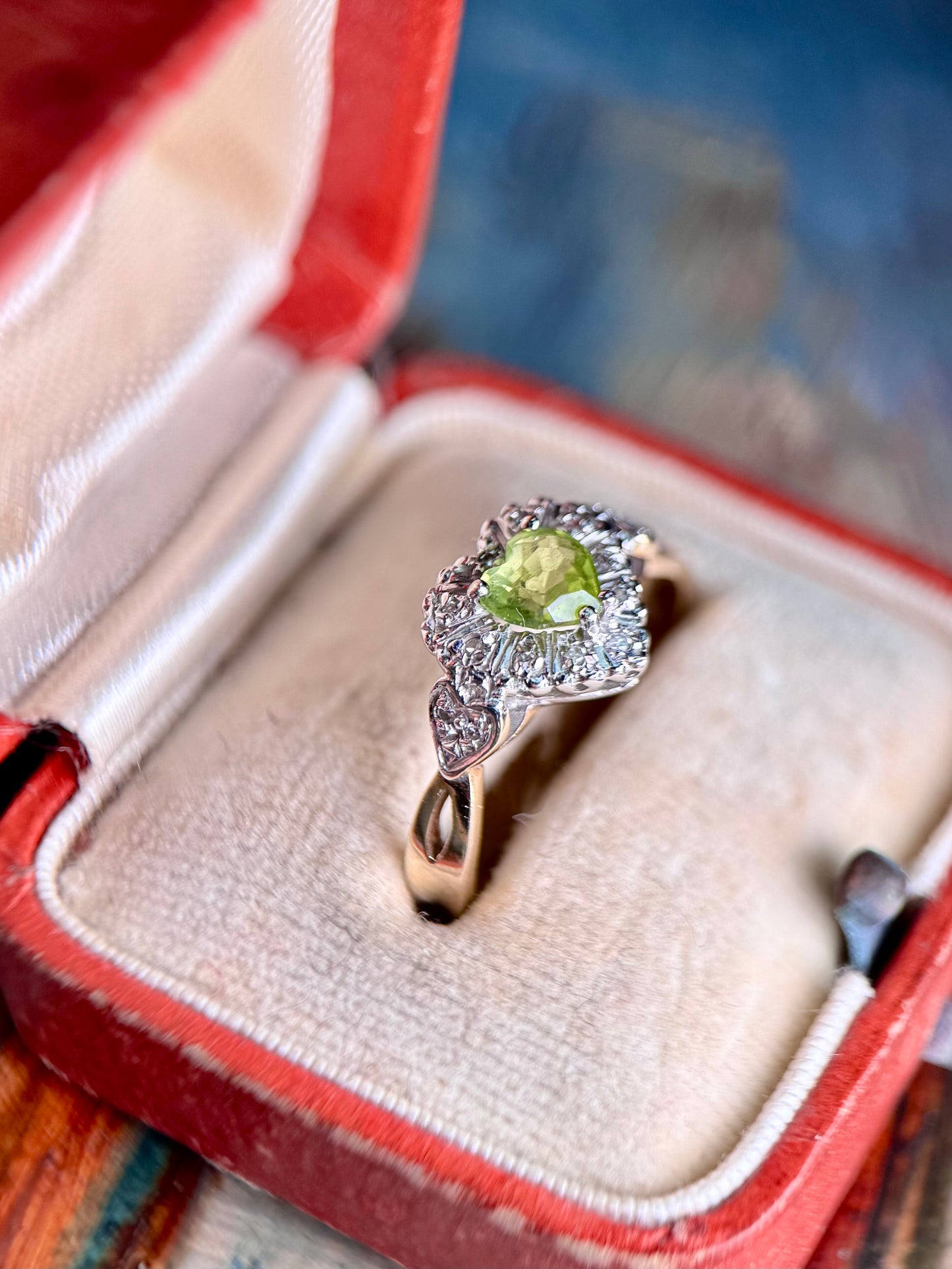 9ct Gold Peridot & Diamond “Heart” ring
