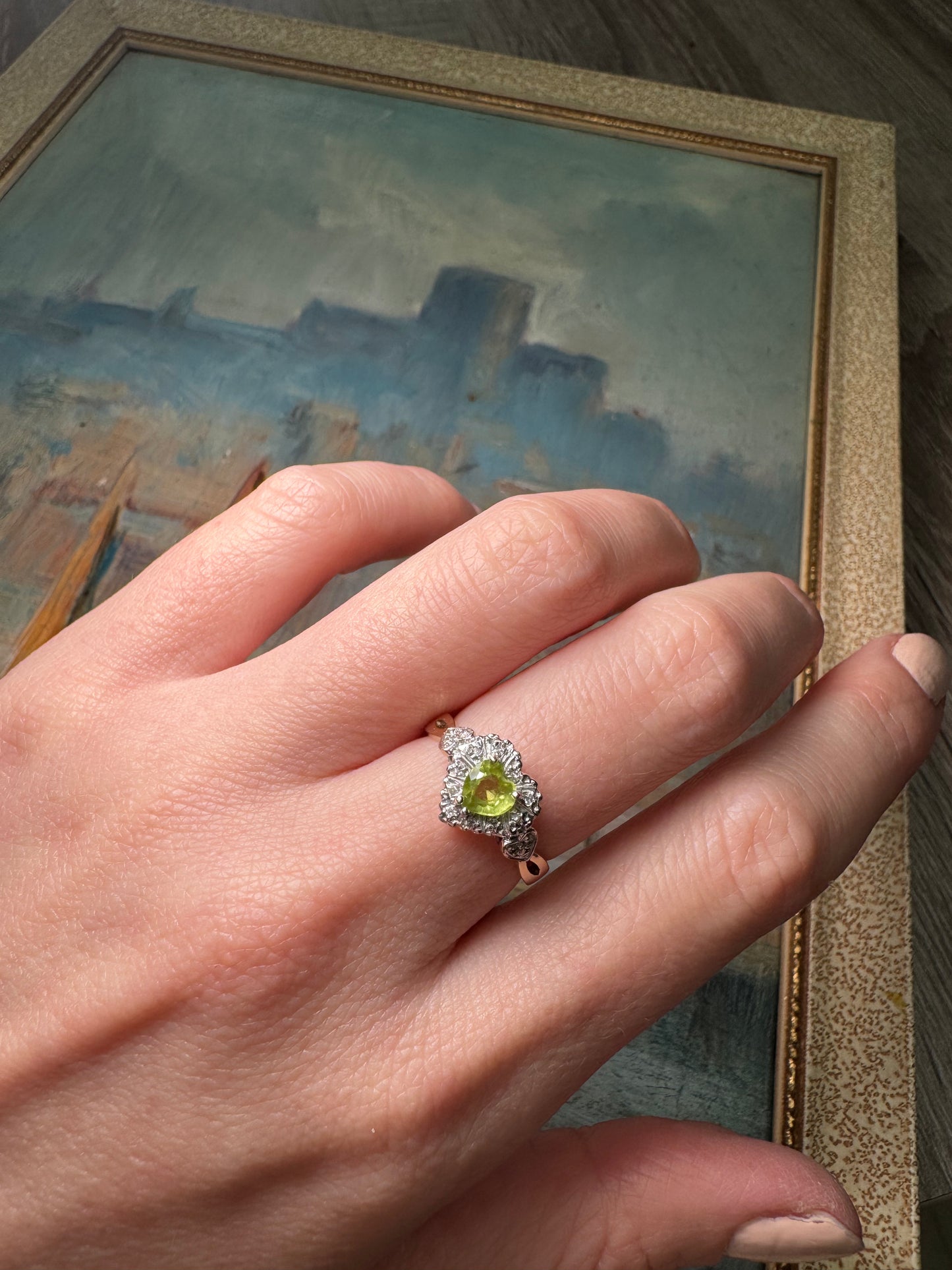 9ct Gold Peridot & Diamond “Heart” ring