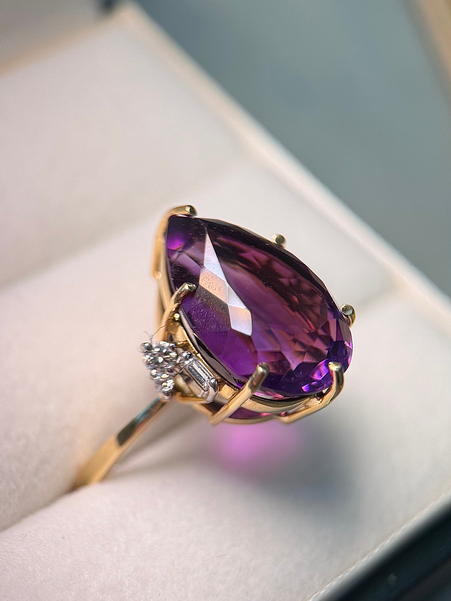 Large Amethyst and Diamond Cocktail Ring
