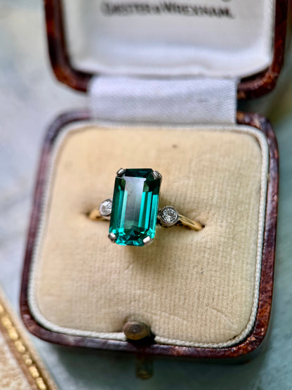 18ct Gold Indicolite Tourmaline & Diamond Ring