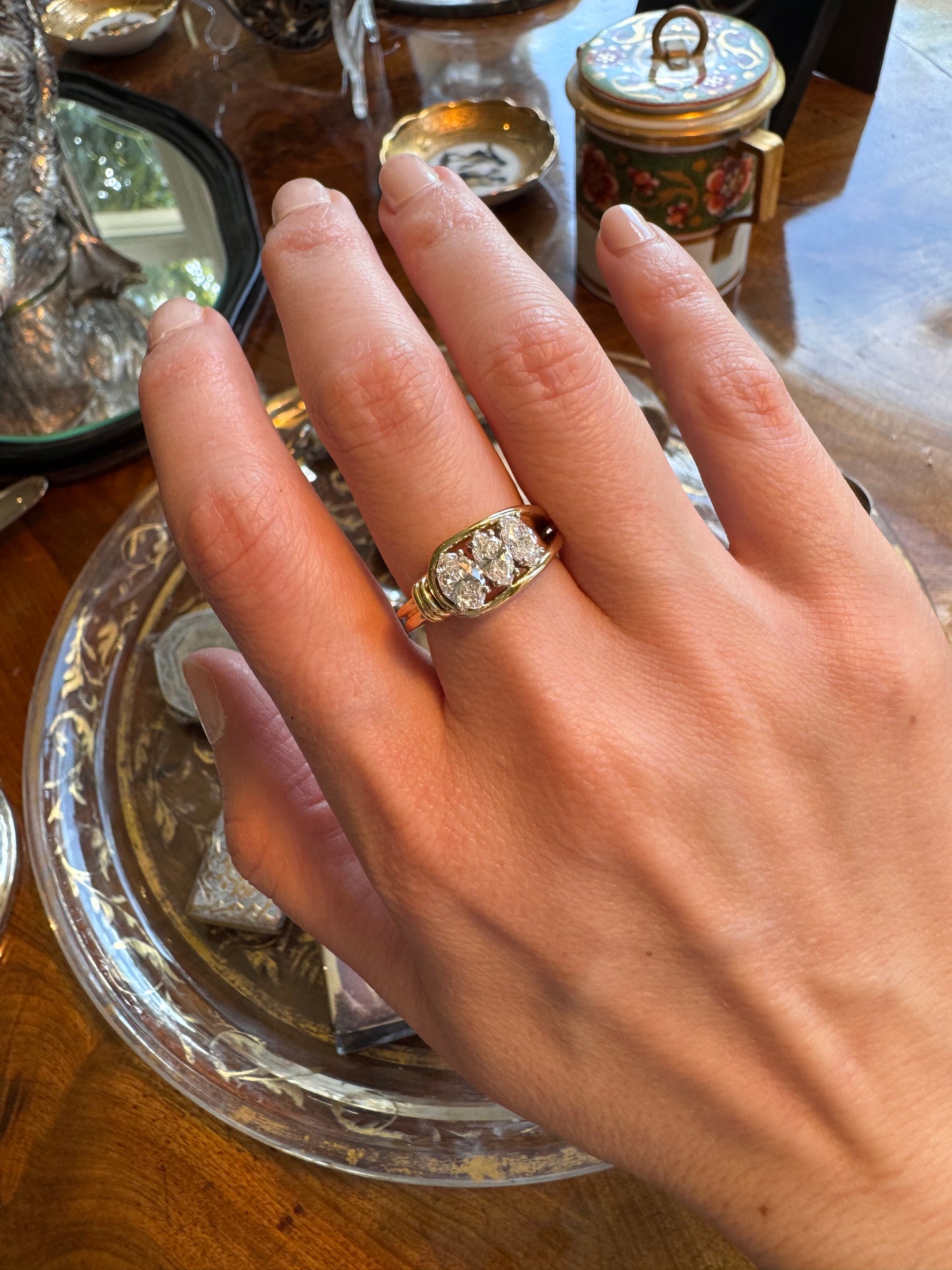 Large Diamond Marquis Trilogy Ring